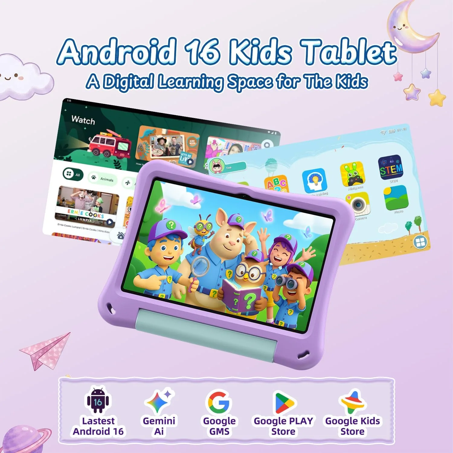 Kids Tablet 10 Inch, Android 16 Tablet with Parental Controls, EVA Case