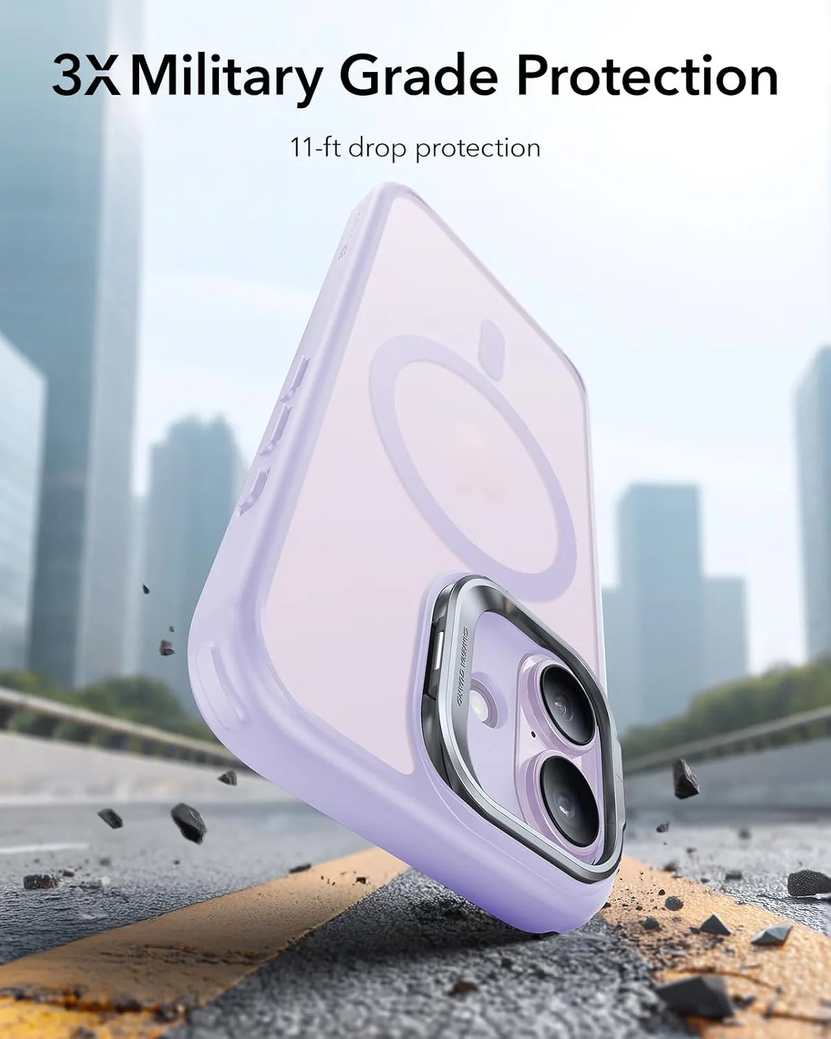 ESR Classic Hybrid for iPhone 17 Case with Flex Stand, Frosted Light Purple