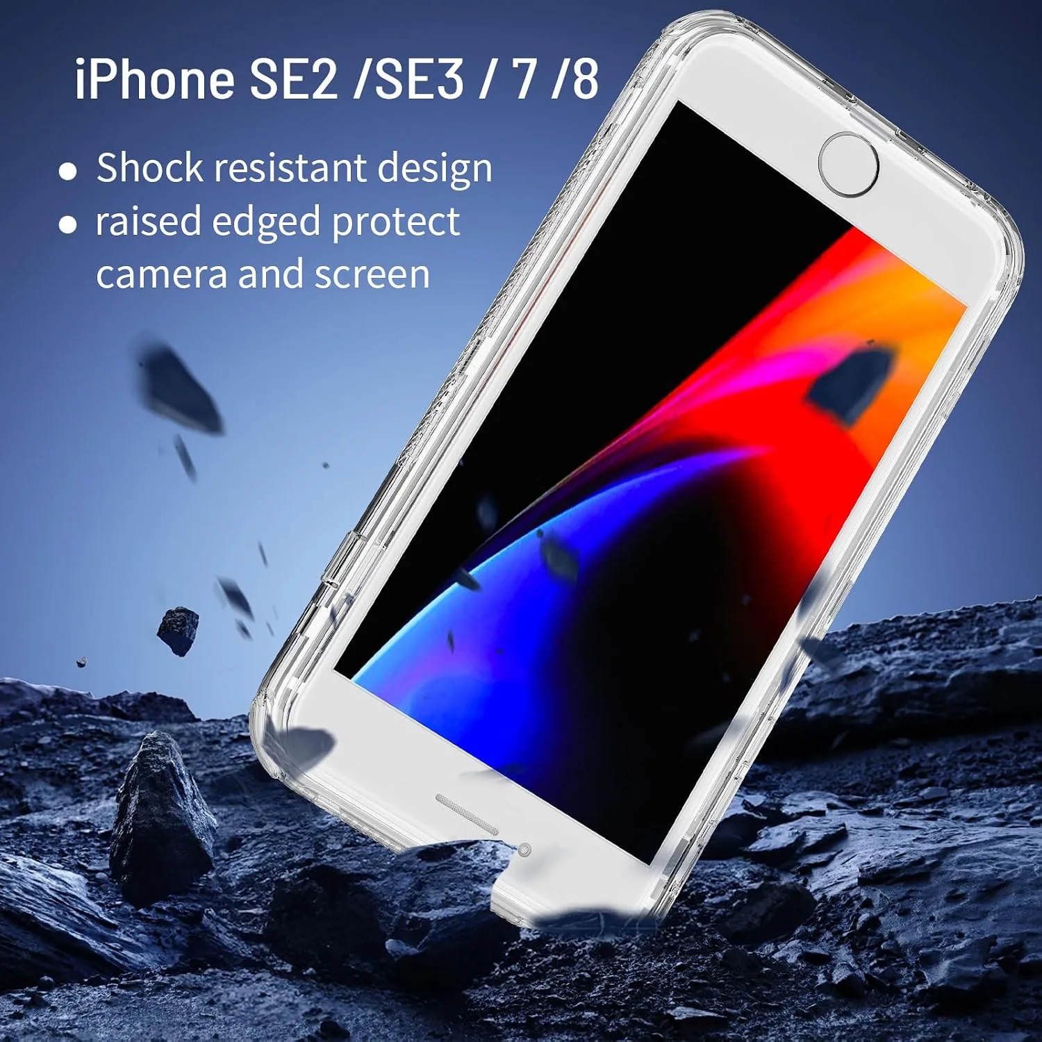 X-belmox Heavy Duty Clear Phone Case for iPhone SE 2022 (3rd Gen) - Clear