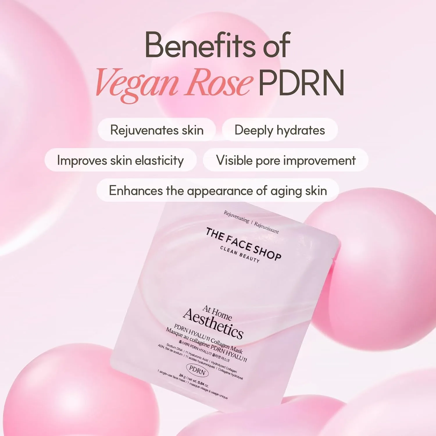The Face Shop PDRN Collagen Mask, Hydrogel Face Mask, Vegan, 4 Count