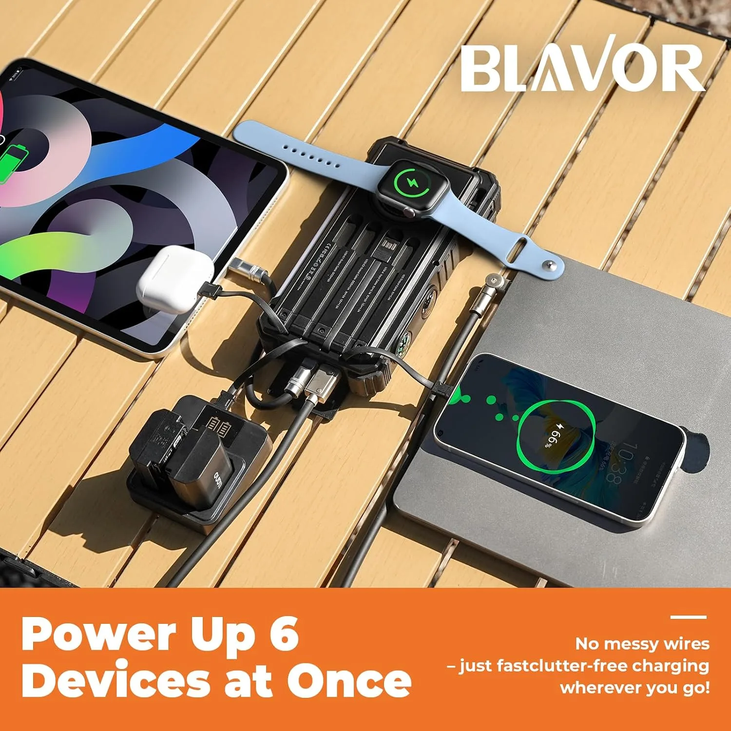 BLAVOR Solar Power Bank 20000mAh, Wireless Charger for Phones & Apple Watch
