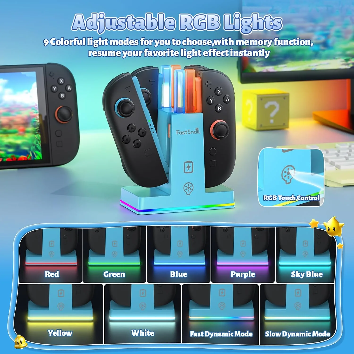 FASTSNAIL Switch 2 Controller Charger Dock for Nintendo Switch 2 for JoyCon