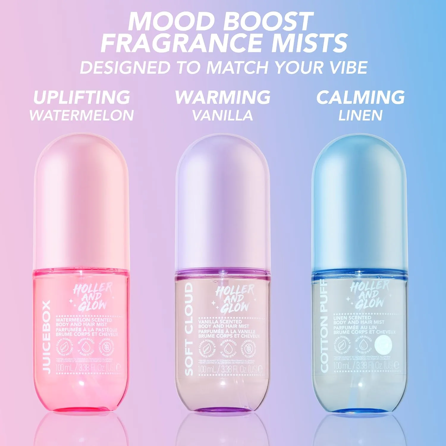 Holler And Glow Scent So Good Variety Pack Body & Hair Fragrance Mist Trio