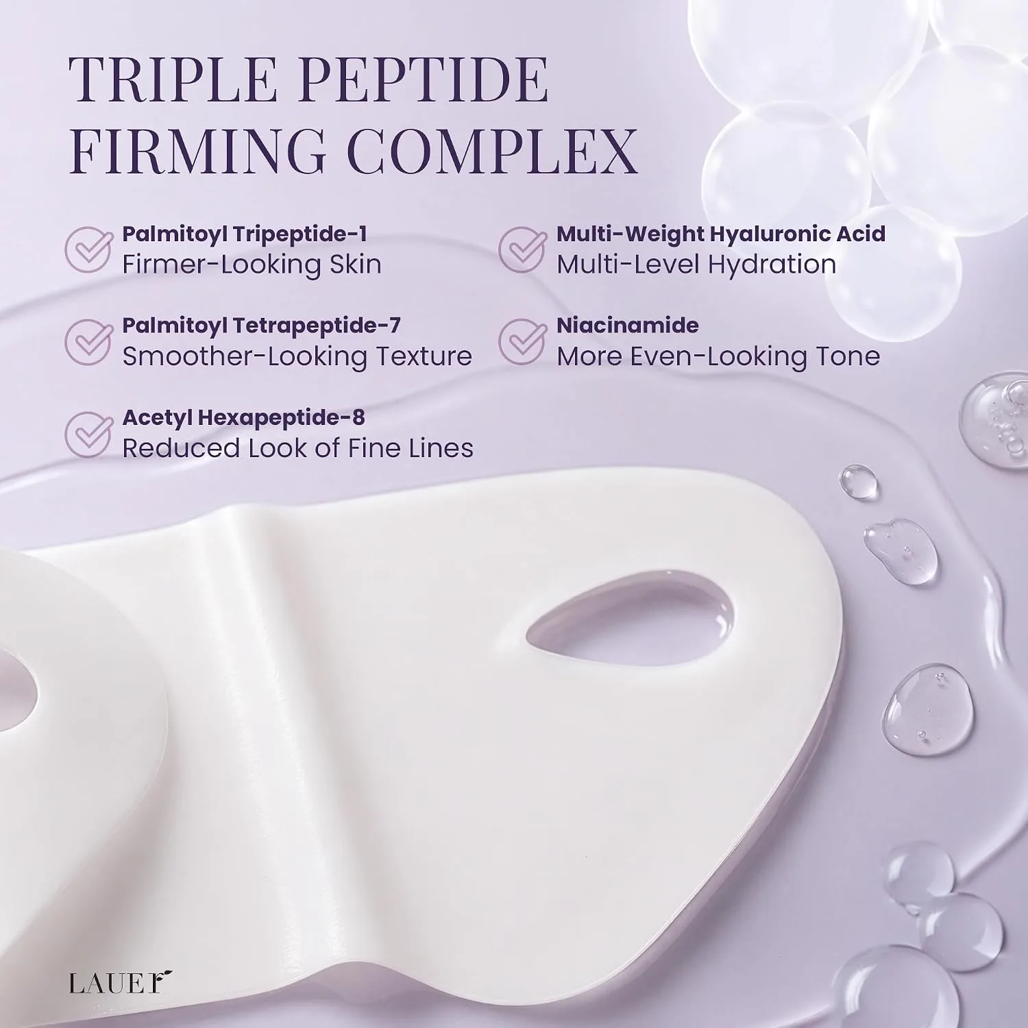 LAUER COSMETIC V-Line Peptide Hydrogel Mask for Chin & Jawline, 5 Count