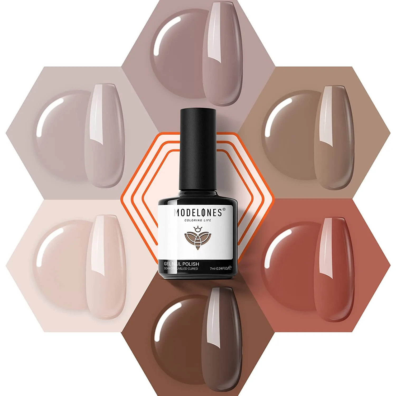 modelones Gel Nail Polish Set Nude 6Colors Brown Caramel Maroon