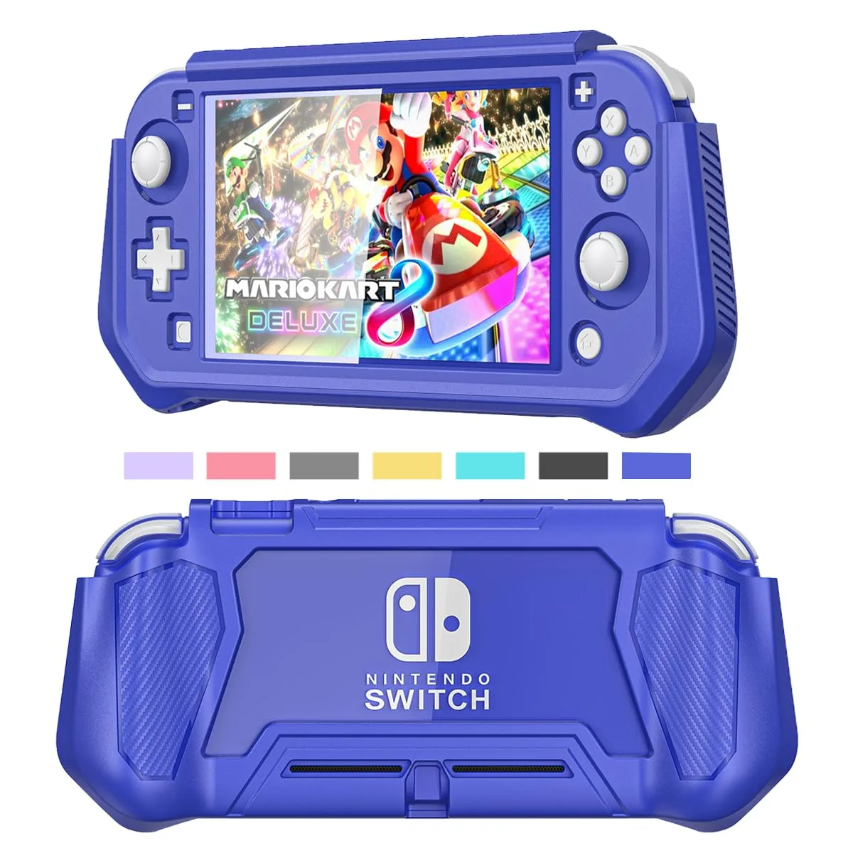 Compatible with Nintendo Switch Lite Screen Protector Case Cover with Hand Grip, Detachable Protective Case with Shockproof and Anti-Scratch Design for Nintendo Switch Lite, Blue