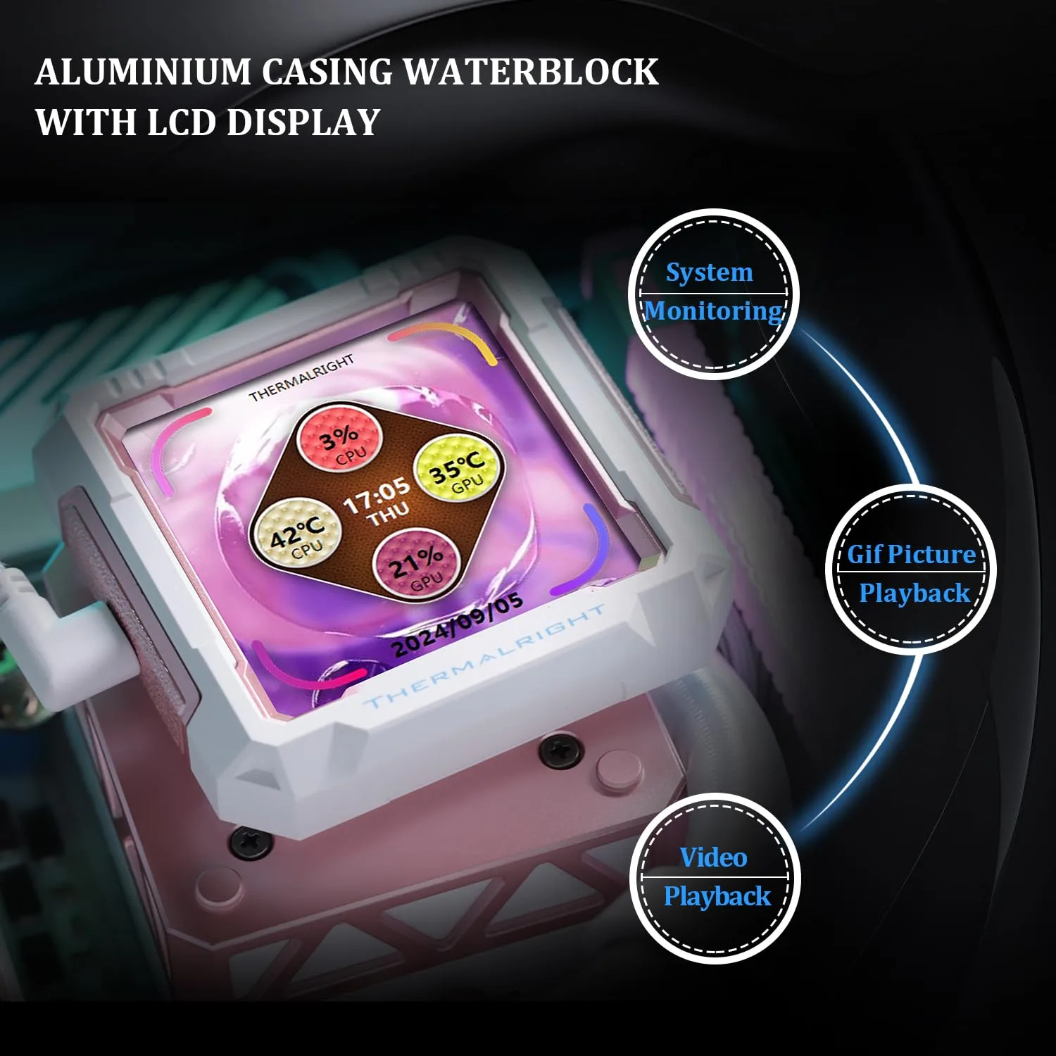 Thermalright FW PRO 360 ARGB MEW CPU AIO Cooler,IPS LCD Screen with 320 * 320 Resolution,for AM5&Intel 1700/1851,High-Performance 360 Specs Water-Cooled with 2.73in Removable Display