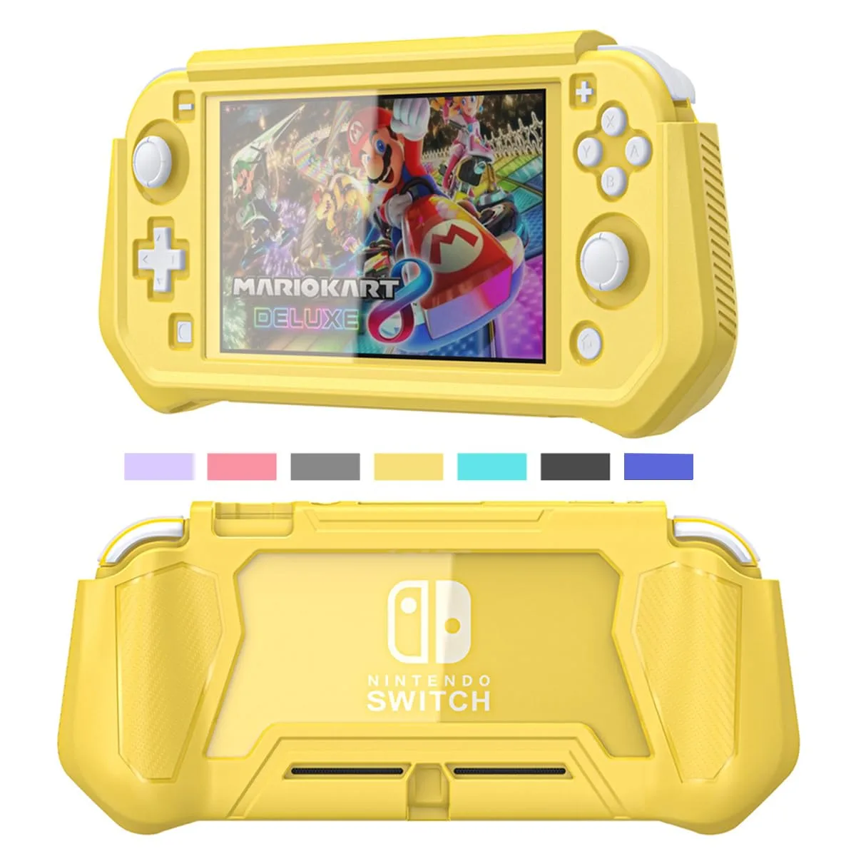 iNOTOGG Compatible with Nintendo Switch Lite Screen Protector Case Cover with Hand Grip, Detachable Protective Case with Shockproof and Anti-Scratch Design for Nintendo Switch Lite, Yellow