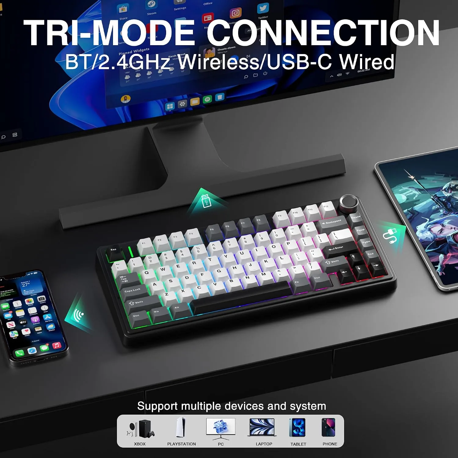 Aula F75 HE Wireless Gaming Keyboard Hall Effect Magnetic Switch Keyboard