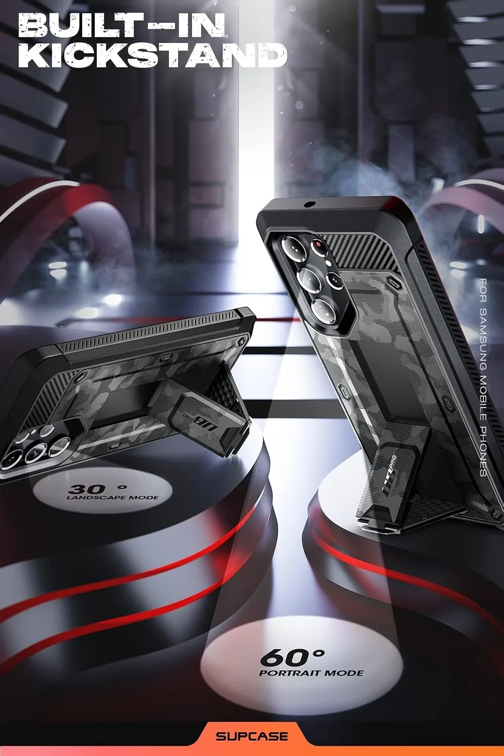 SUPCASE for Samsung Galaxy S22 Ultra Case with Built-in Kickstand, CamoGray