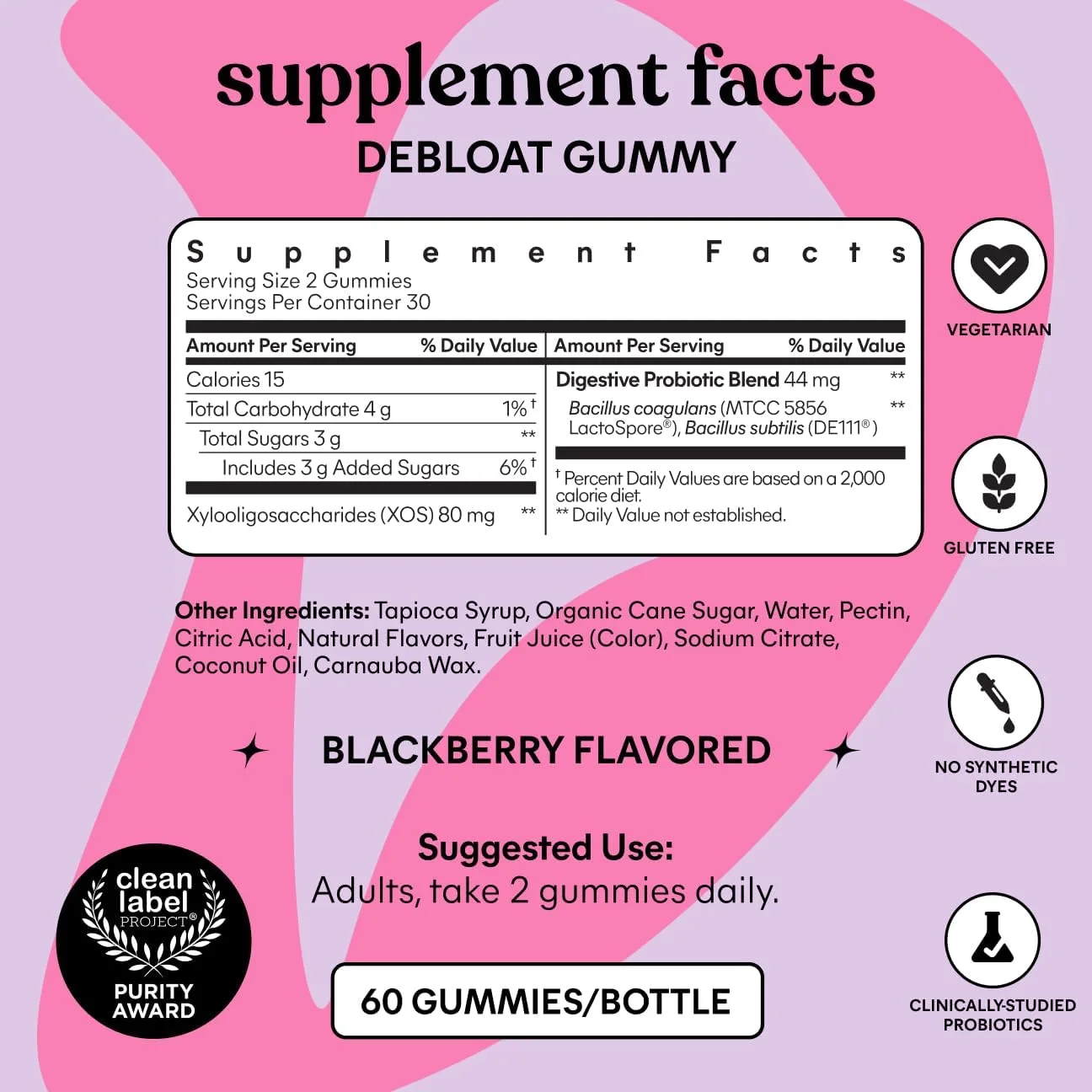 Lemme Debloat Digestive & Gut Health Gummies, 30-Day Supply