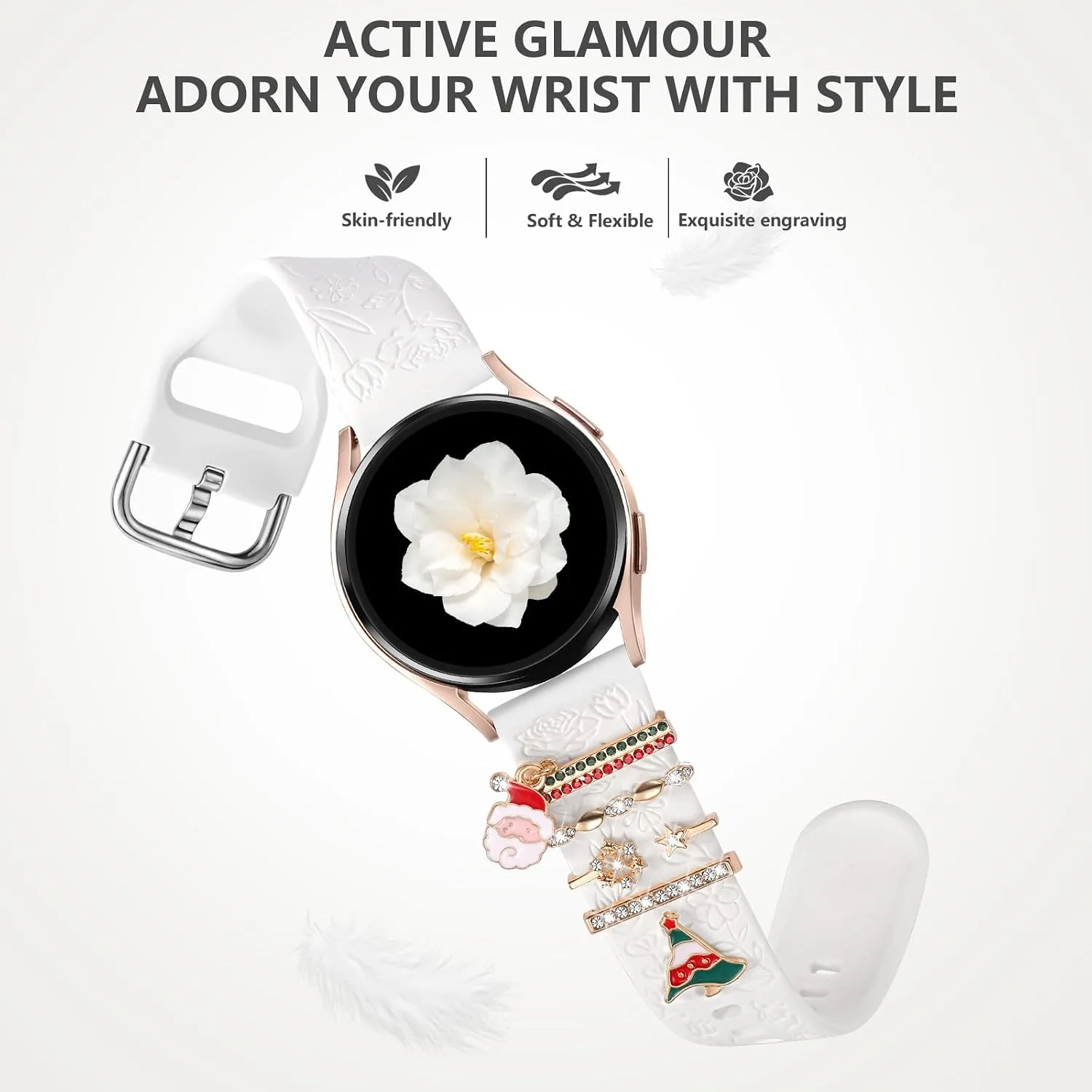 DaQin Flower Engraved Band Compatible with Samsung Galaxy Watch 7 Bands