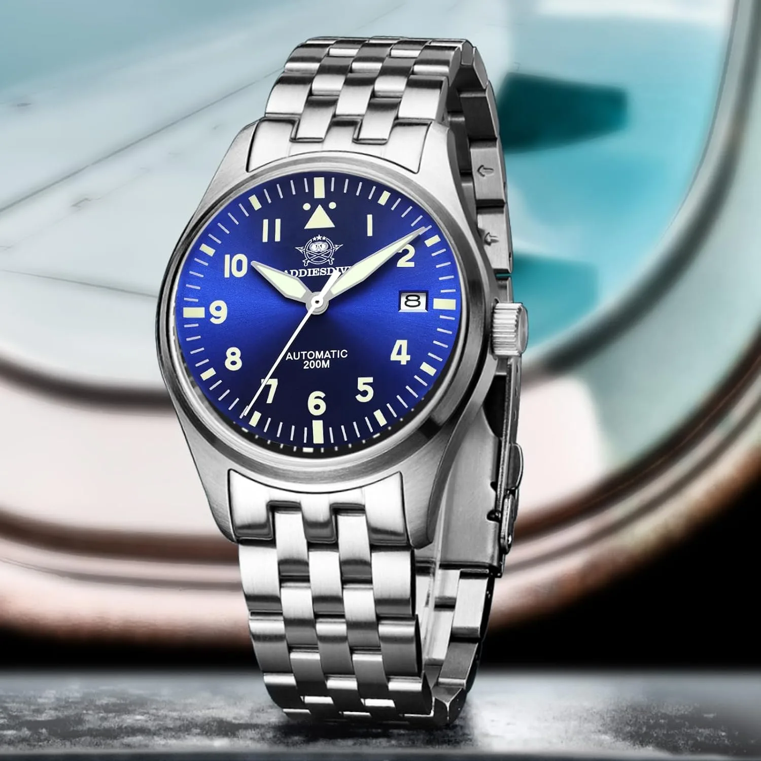 ADDIESDIVE Automatic Watches for Men Stainless Steel Diver 200 M Luminescent Analog Business Casual Dress Watch Men