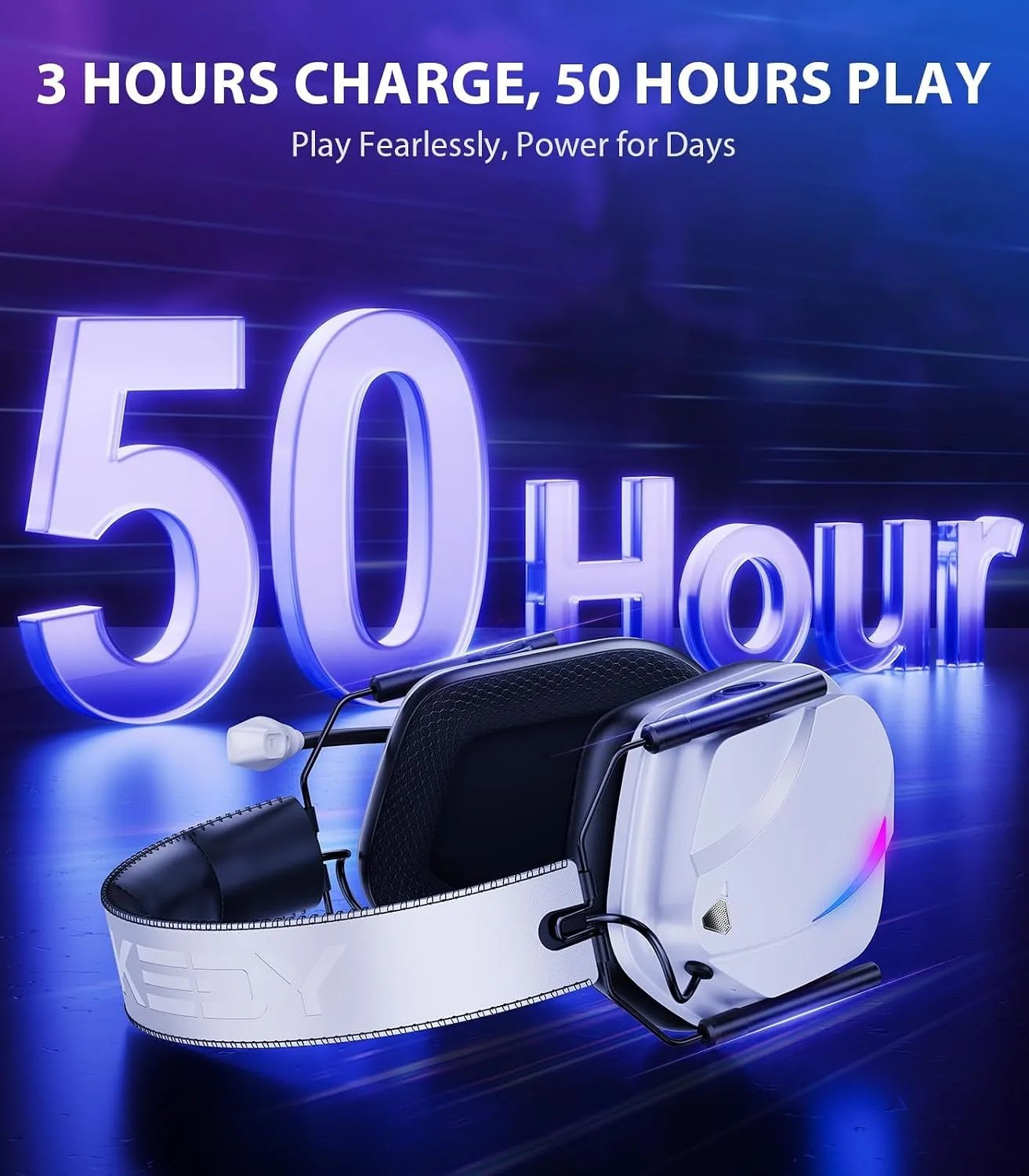 Vakedy Wireless PS5 Headset, 20ms Low Latency & BT 5.4 and 2.4GHz USB White