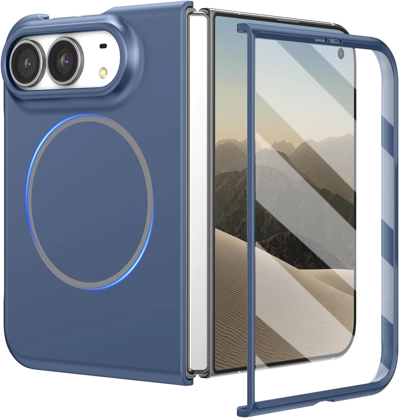 Ruky for iPhone Duo Slim Case, with Screen Protector, Blue