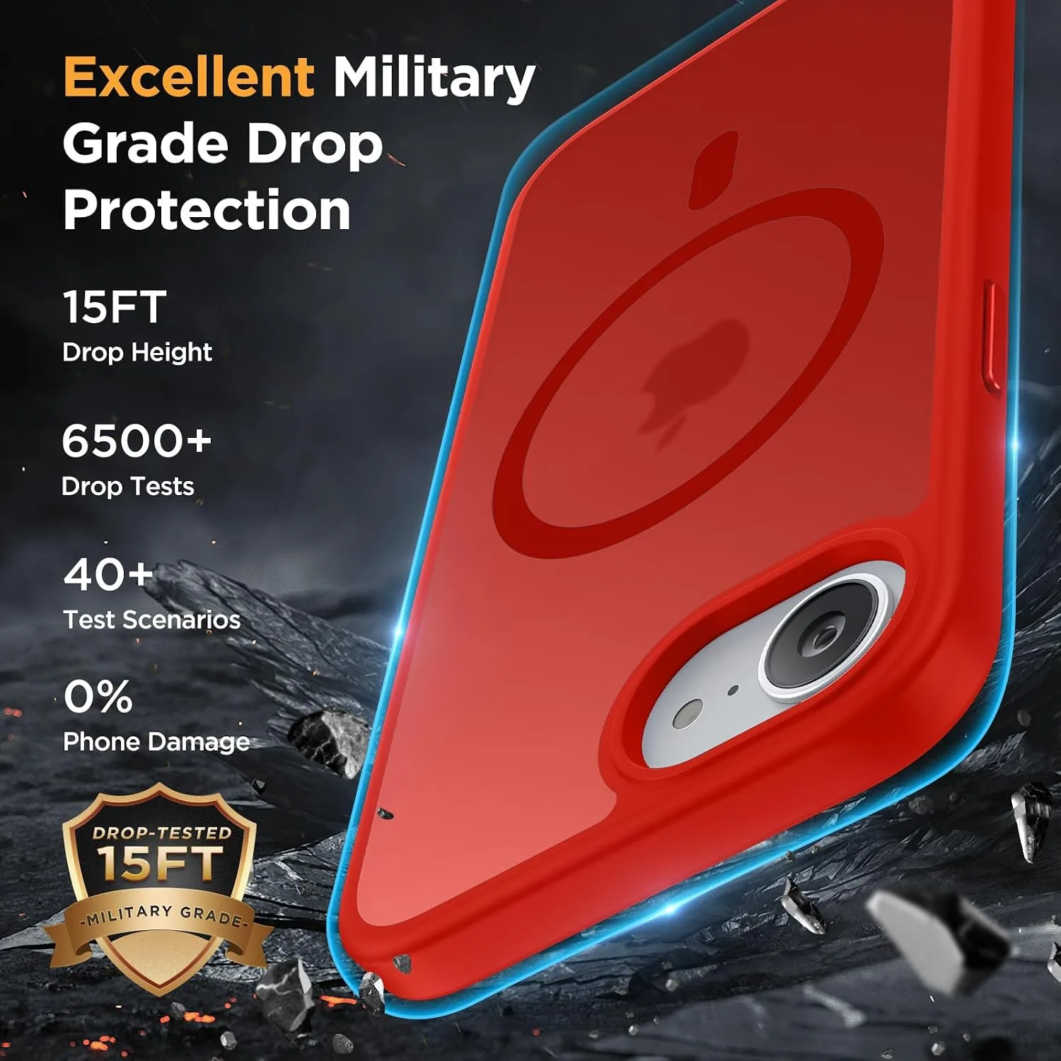 Miracase for iPhone 16e case & iPhone 17e Case for MagSafe [with 2×9H+ Screen Protectors] TOP Military-Grade Protection Shockproof with Velvet Touch for iPhone 16e/17e Phone Case 6.1", Red