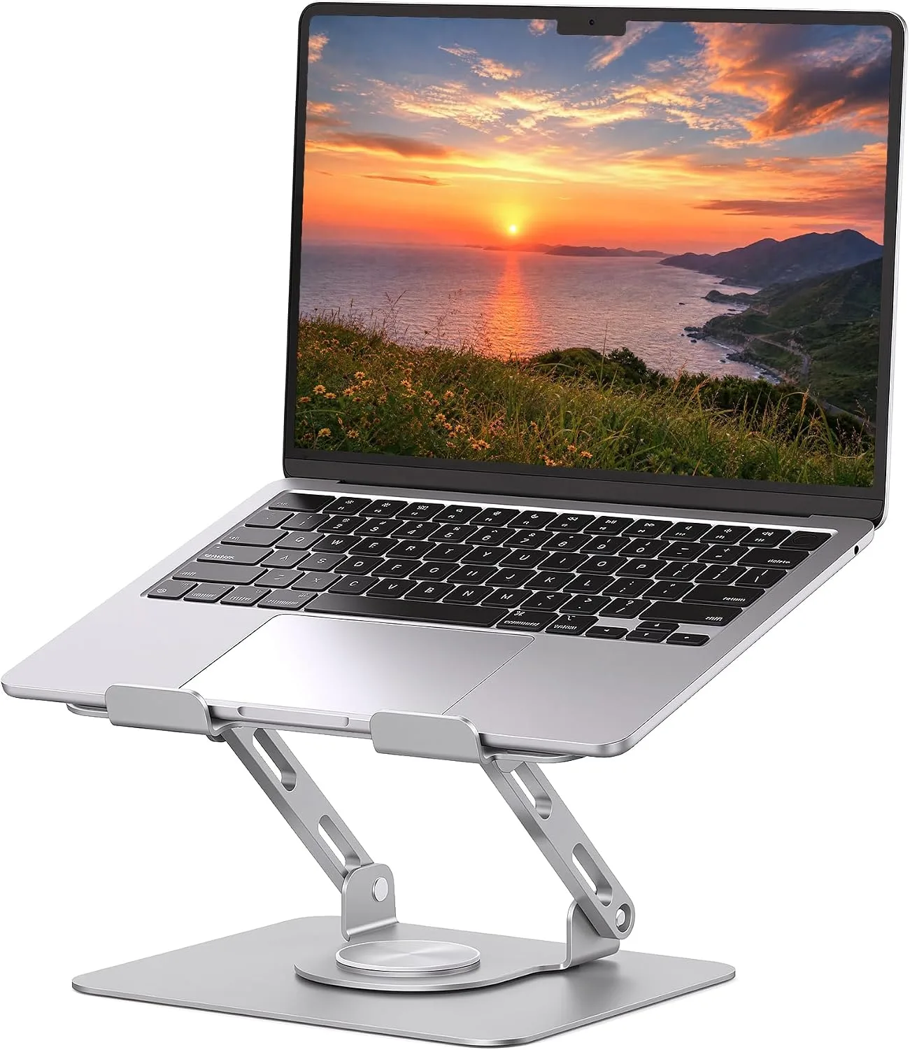 Base para laptop Soundance JT16R giratoria 360°, ajustable para 10-17 pulgadas, Gris Plata