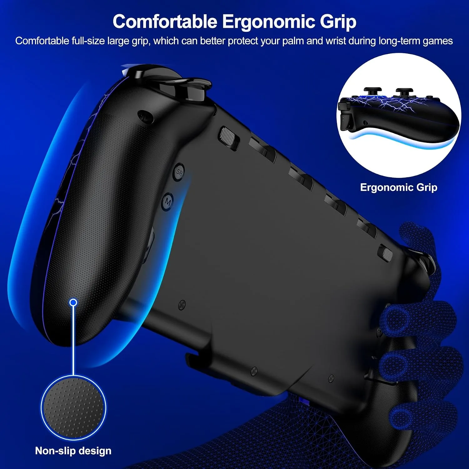 Gammeefy Switch Controller – Hall Effect Joysticks & Enhanced Grip – One Piece Switch Joypad Replacement Switch Pro Controller with 8-Color RGB Lighting, Turbo, Macros - Spider Silk, 6.2"/7"