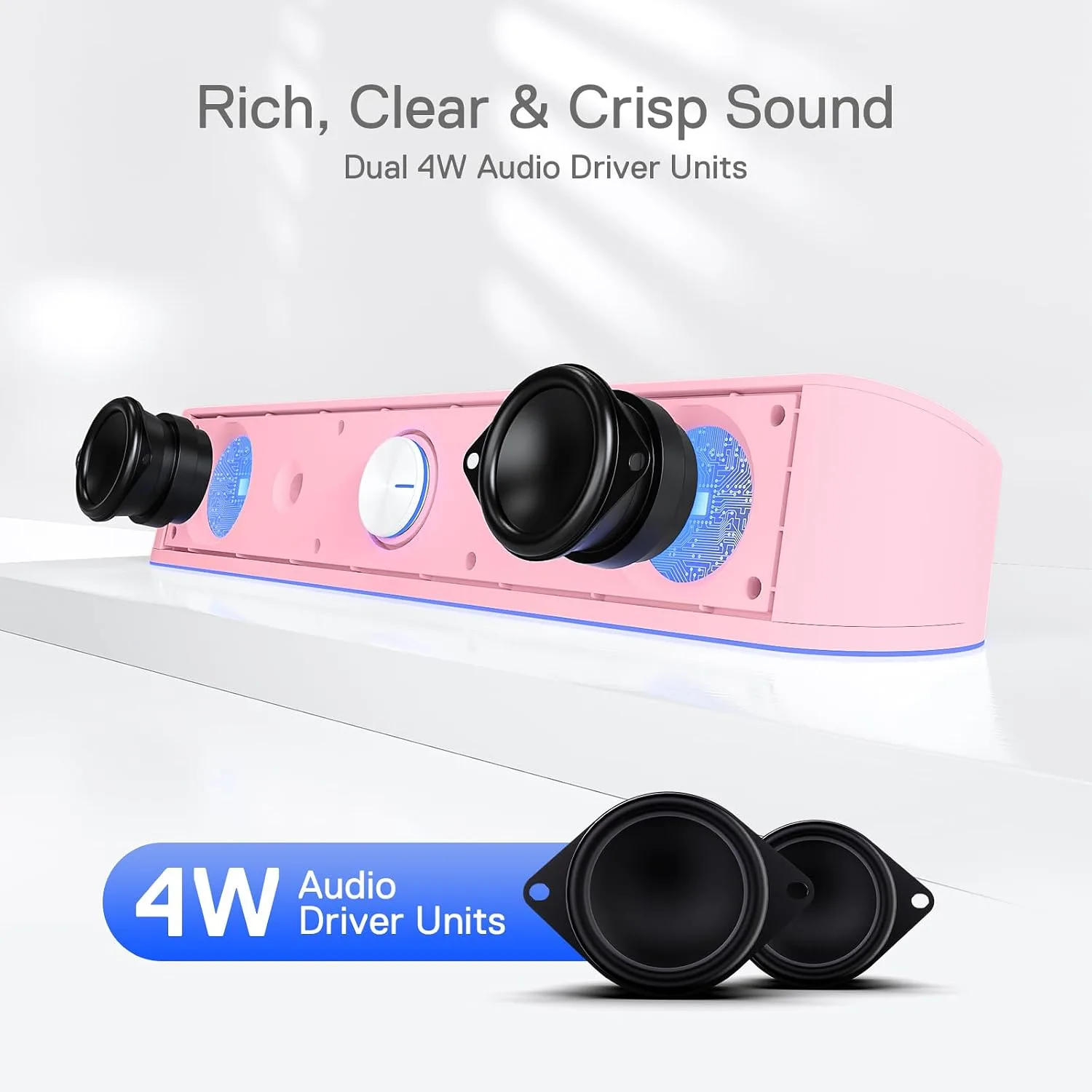 Redragon GS560 RGB Desktop Soundbar, Dynamic Lighting Bar with Audio Sync