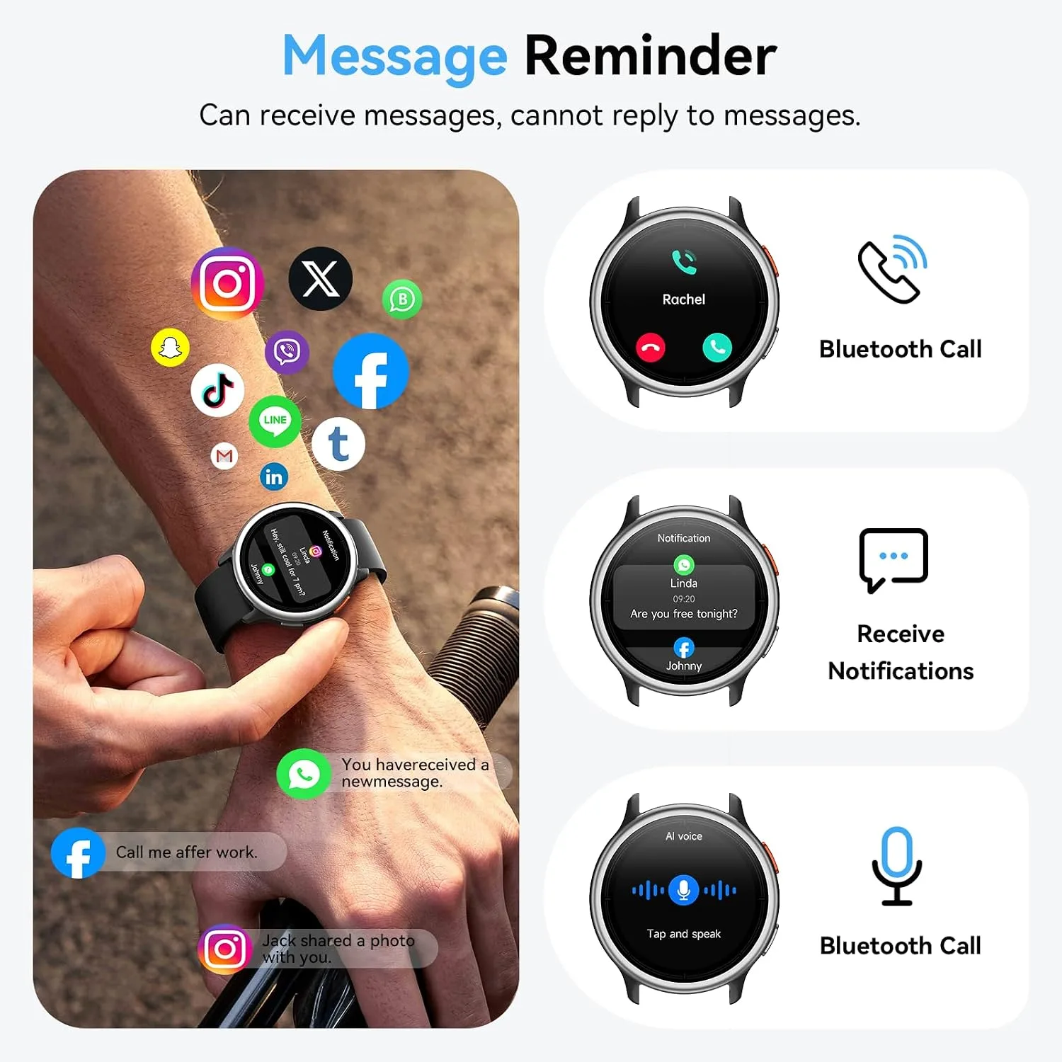 Smart Watch for Men Women, 1.27" HD Smartwatch (Answer/Make Calls), 2 Bands