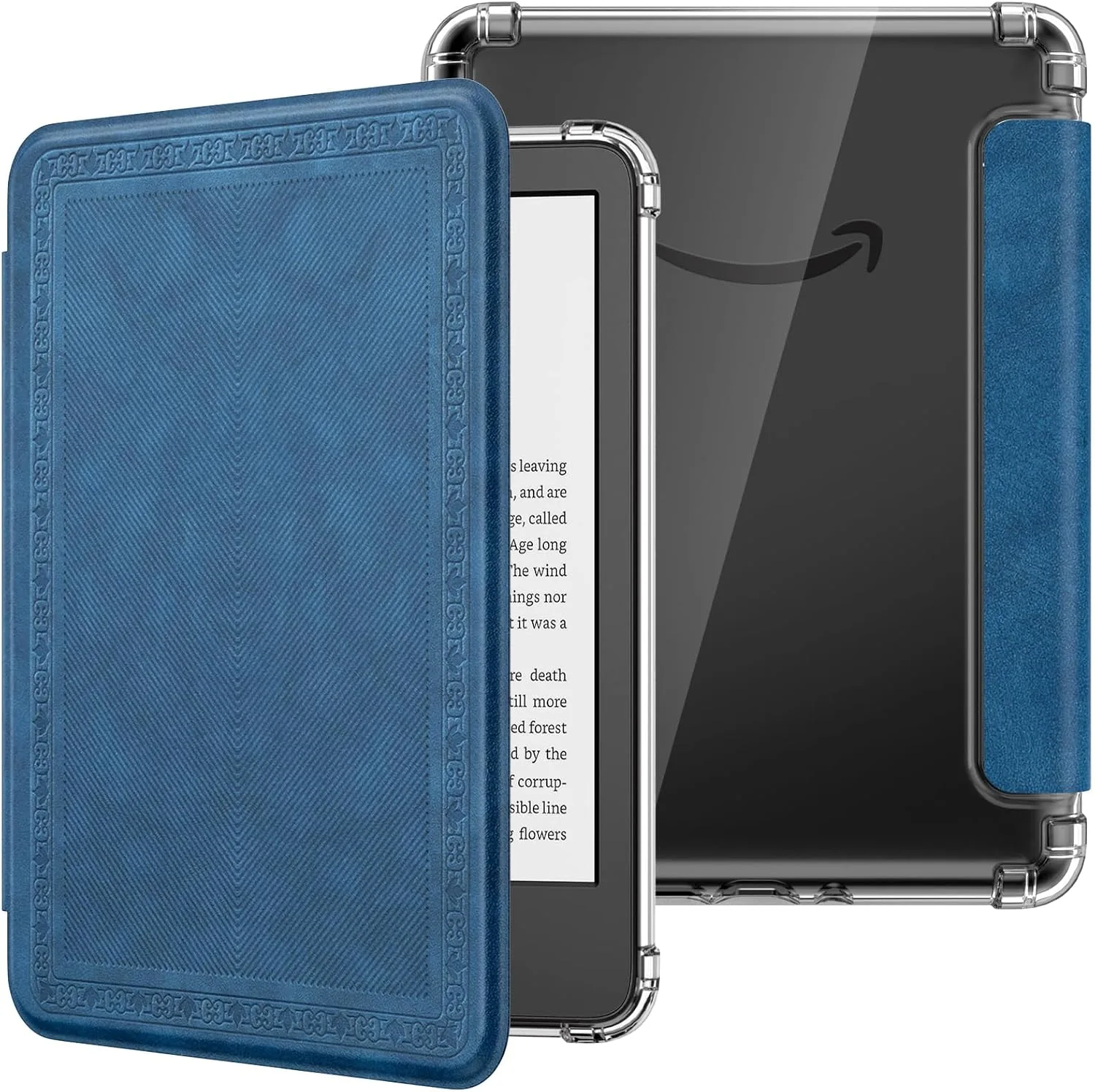 MoKo Case for 6" Kindle Basic 11th Gen (2024/2022), Blue Vintage Twill