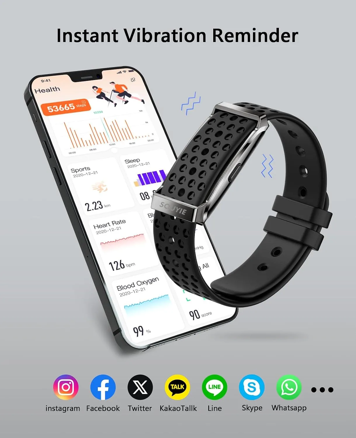 SOUYIE Smart Bracelet for Men Women, 24/7 Health Activity Fitness Trackers