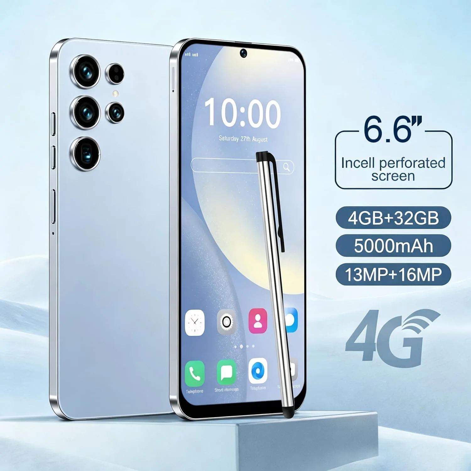 4G Smartphone Unlocked, Android 12.0 Mobile Phones 6.6'' HD+ Display, 4GB RAM 32GB ROM/256GB SD, 4G Dual SIM Dual Camera, Face ID+WiFi+BT+FM+GPS+OTG (Military Green)