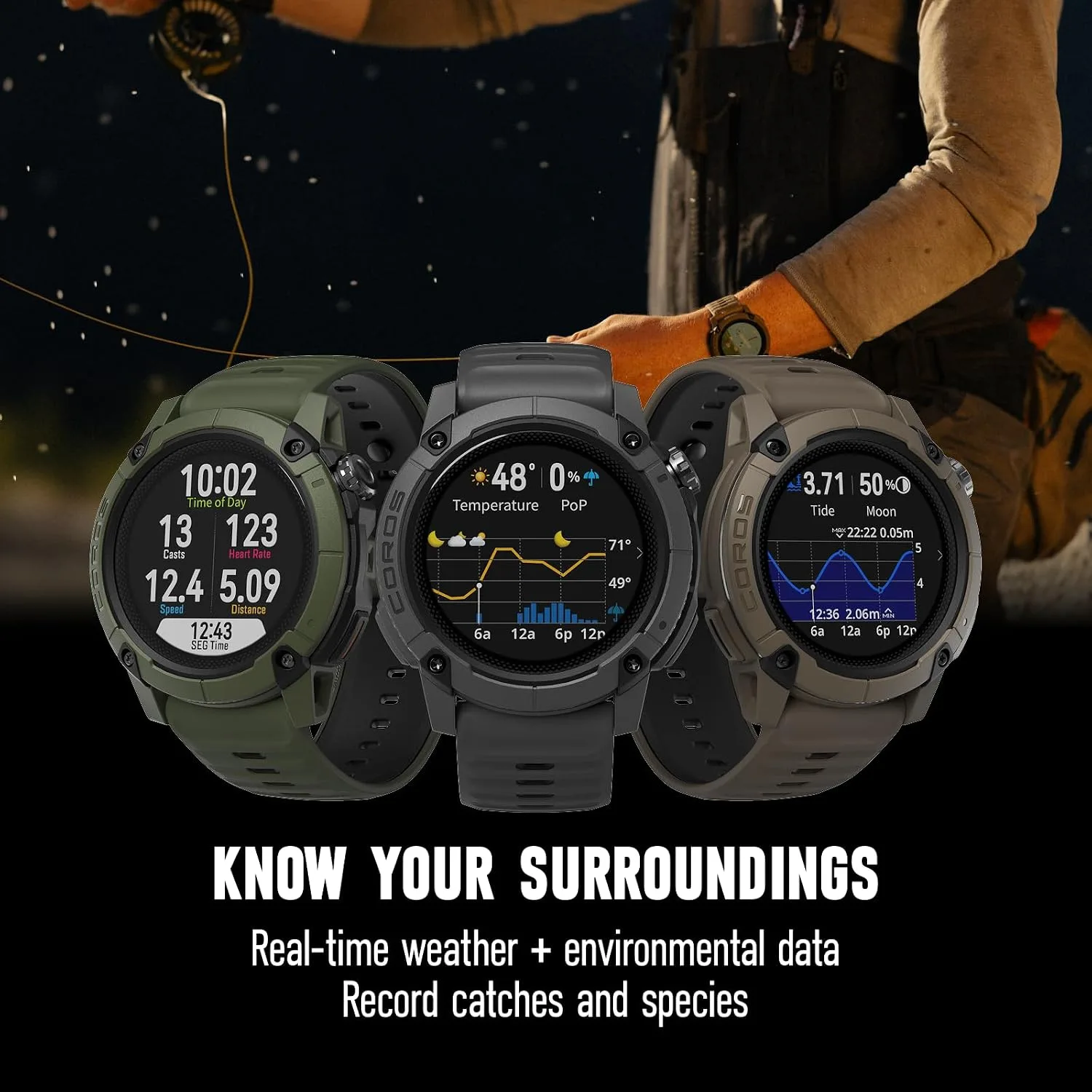 COROS Nomad GPS Outdoor Smartwatch, 22-Day Battery Life, Fishing