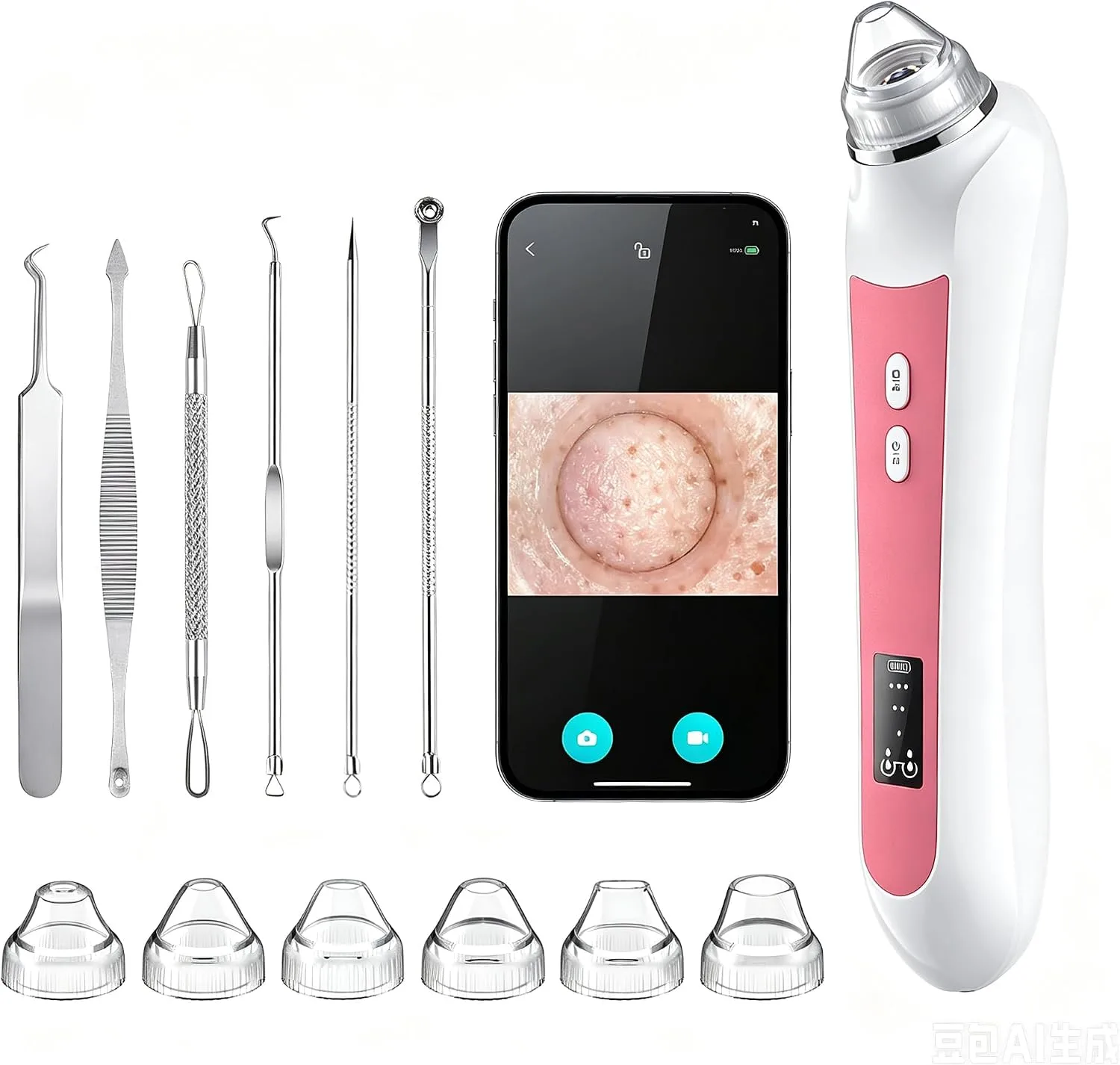 HD Camera USB Blackhead Remover Vacuum, 3 Modes(Sanguine Red)