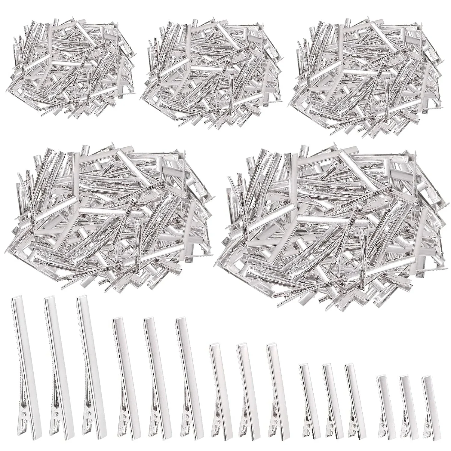 Clips para cabello tipo cocodrilo Swpeet 270 piezas 5 tamaños plateado