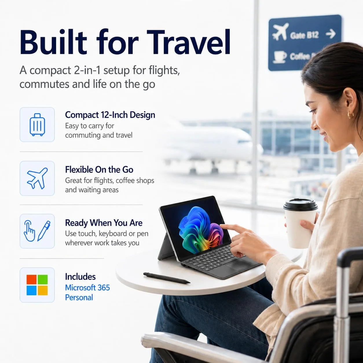Microsoft Surface Pro 12" Copilot+ AI PC, Snapdragon X Plus, 16GB RAM, 256GB Storage, Webcam, 2-in-1 Tablet Laptop w/ Keyboard, Stylus, MS 365, Windows 11 Home (Renewed)