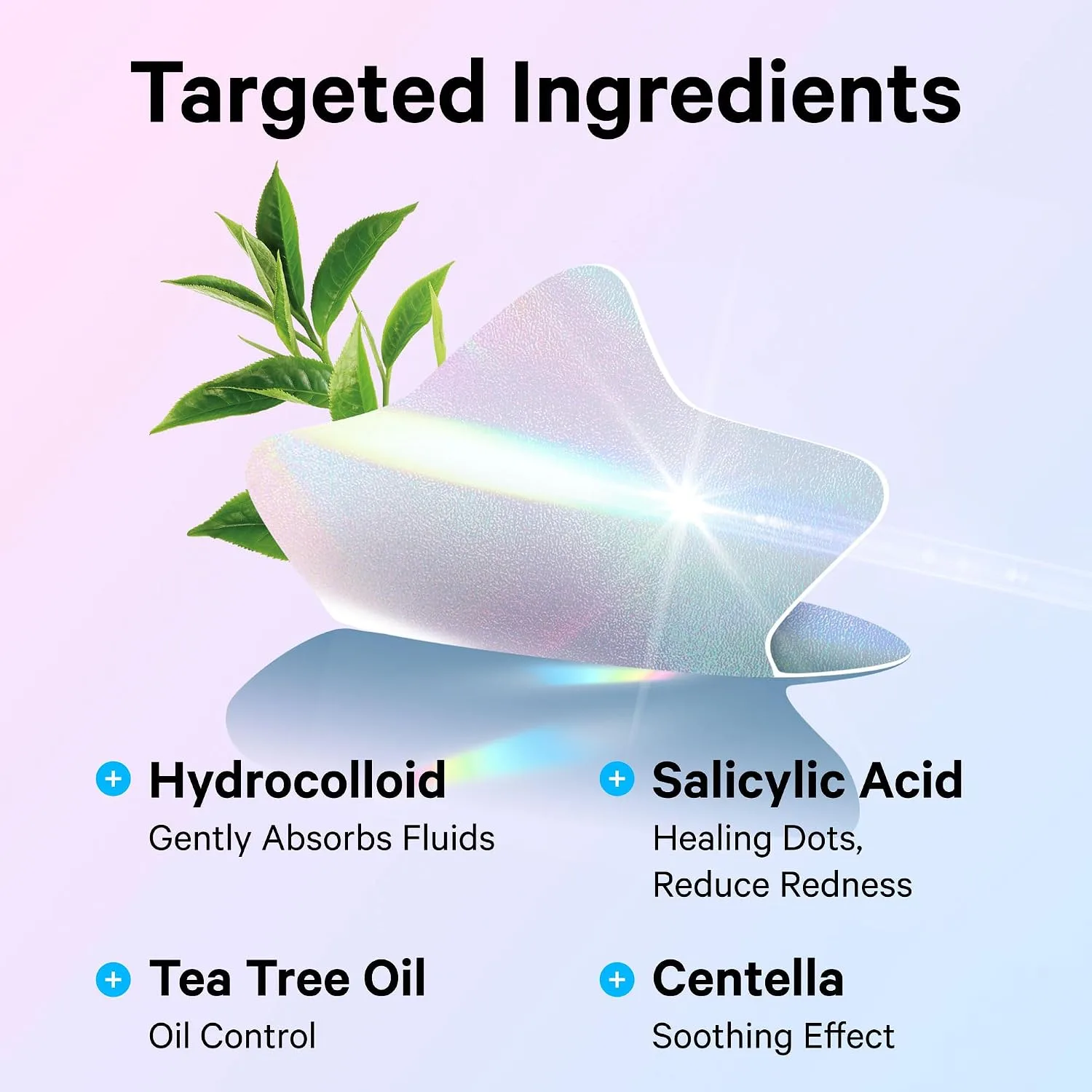 Sosky Holographic Star Pimple Patches, Hydrocolloid Acne Patches, 144 Count Blue Pink Star Heart Moon Cloud Butterfly Flower