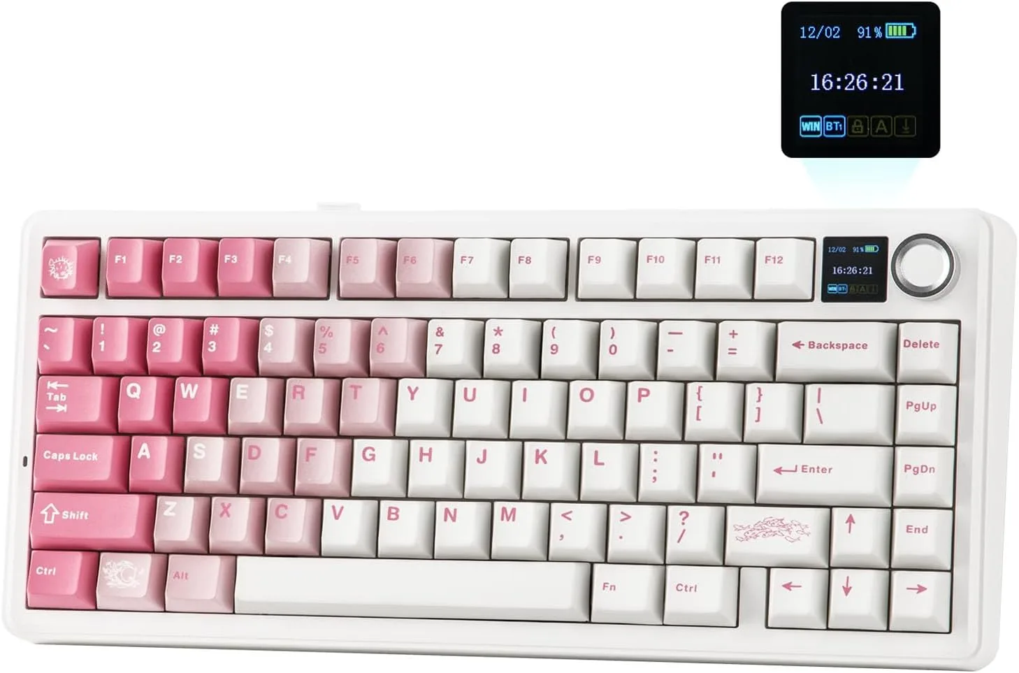 Teclado Gamer Mecánico Inalámbrico Epomaker X Aula F75 MAX 75% Blanco Rosado