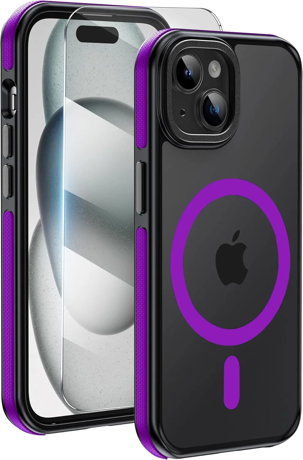 toushion 2 in 1 for iPhone 15 Plus Case Purple Bumper