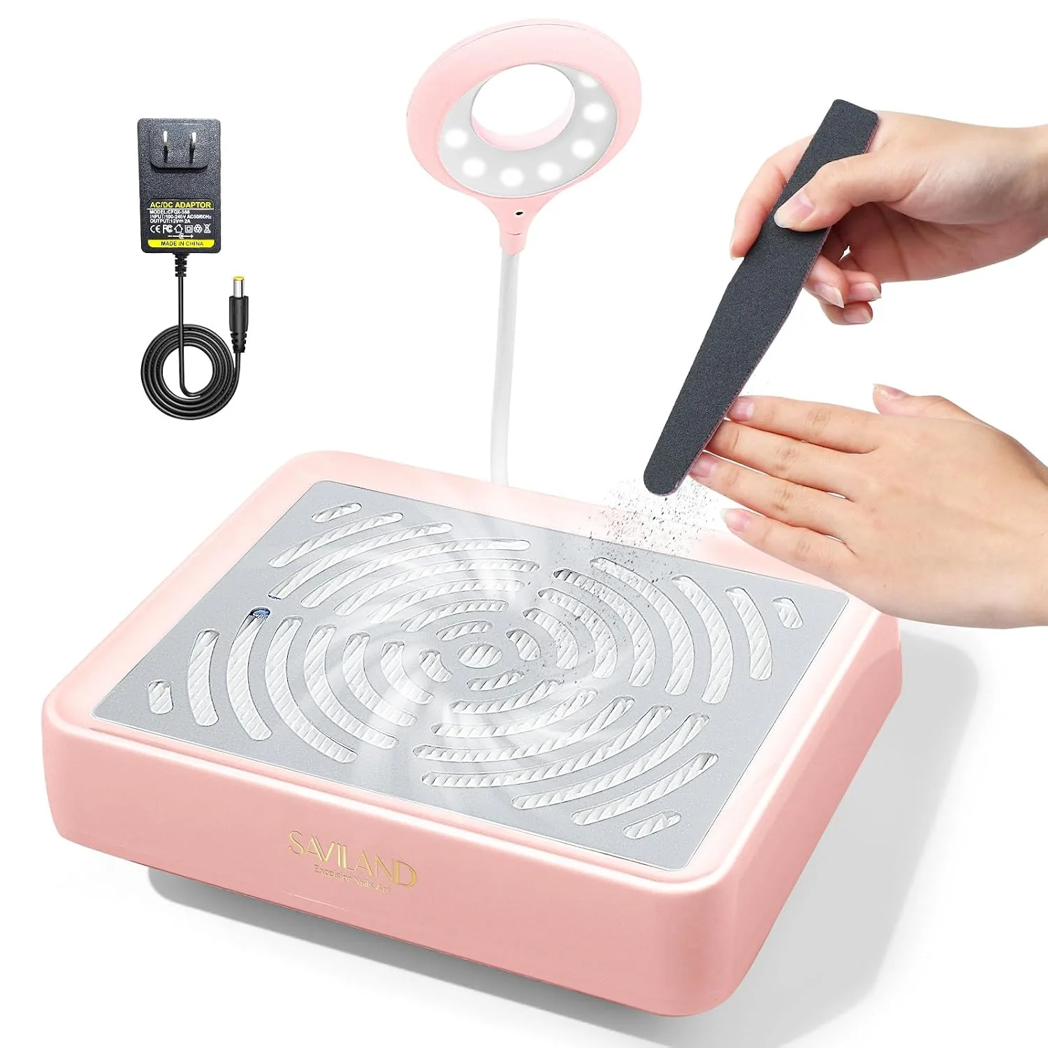 Recolector de Polvo para Uñas Saviland Profesional 40W con Luz LED Rosa