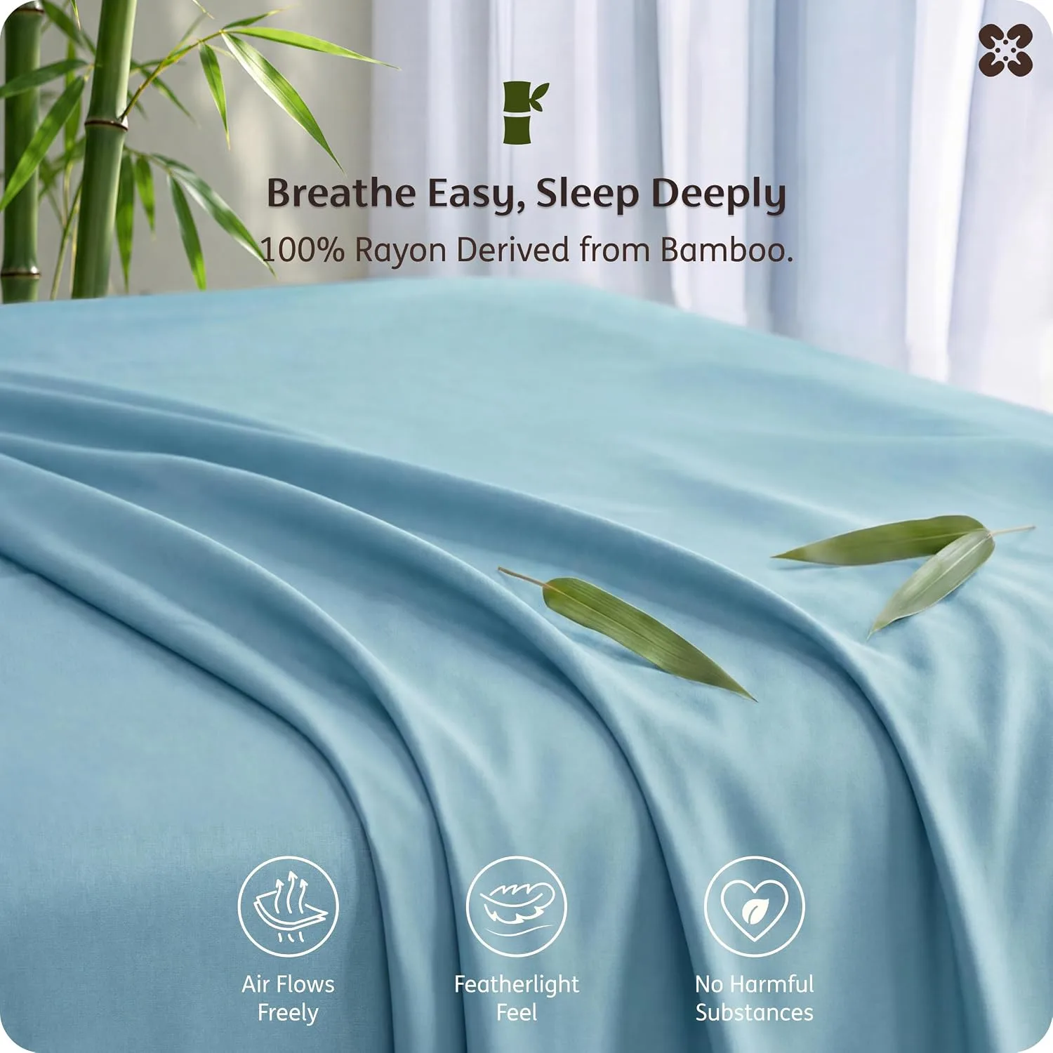 Bedsure PureWoven 100% Rayon Derived from Bamboo, Full Size Sheets, 4 PCS