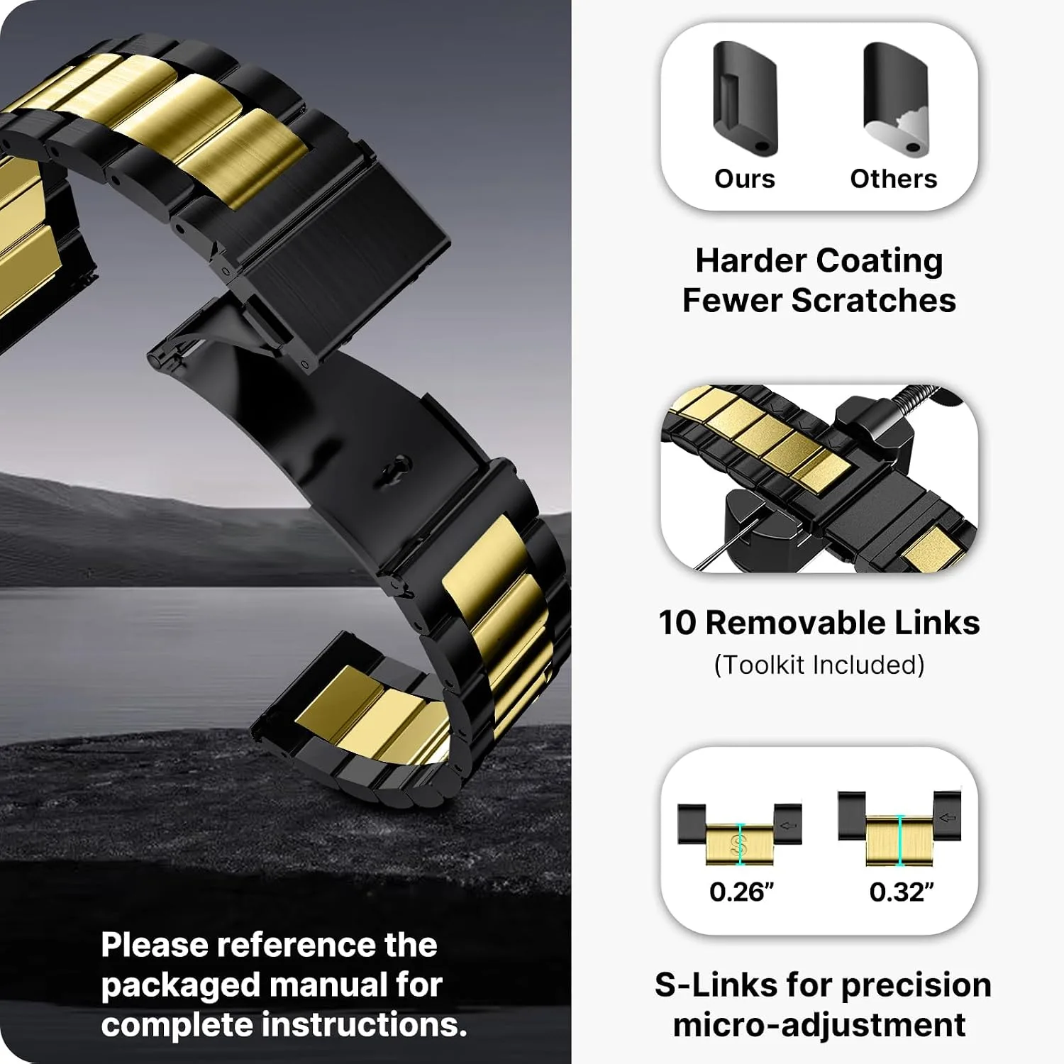 Fullmosa 20mm Quick Release Metal Watch Band for Garmin Samsung