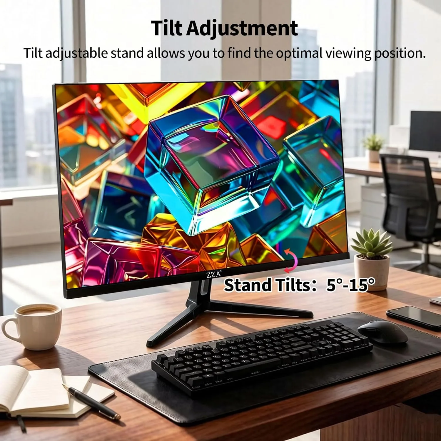 ZZA 27 inch 4K UHD Monitor,75Hz Refresh Rate,HDR10,HDMI 2.0×2/DP 1.2×2,Compatible with Wall Mounting,Ideal for Business & Office Work