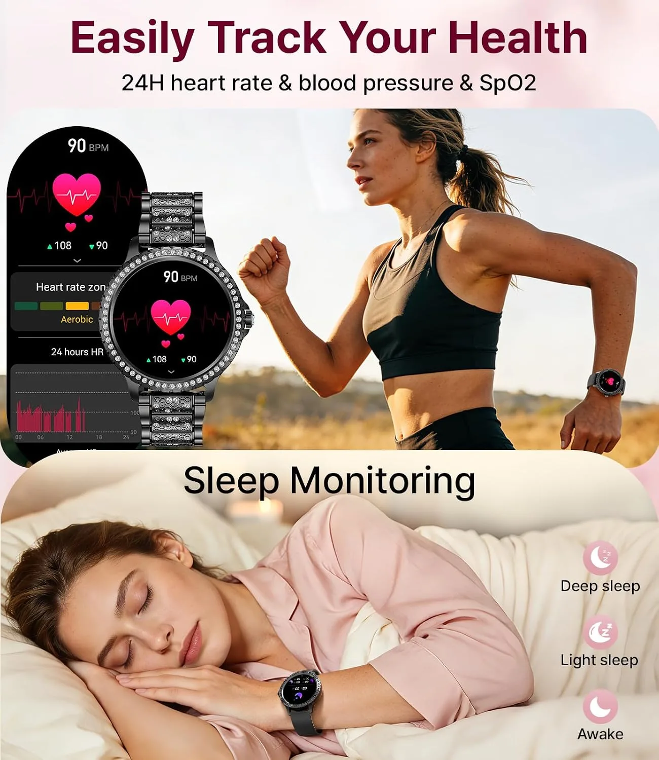 LIGE Smart Watches for Women,1.32" HD Fitness Tracker Watch with Answer/Make Call,AI Voice Control,Heart Rate/Calories/SpO2 Monitor 100+ Sport Modes Ladies Smart Watch for Android iOS (Black)