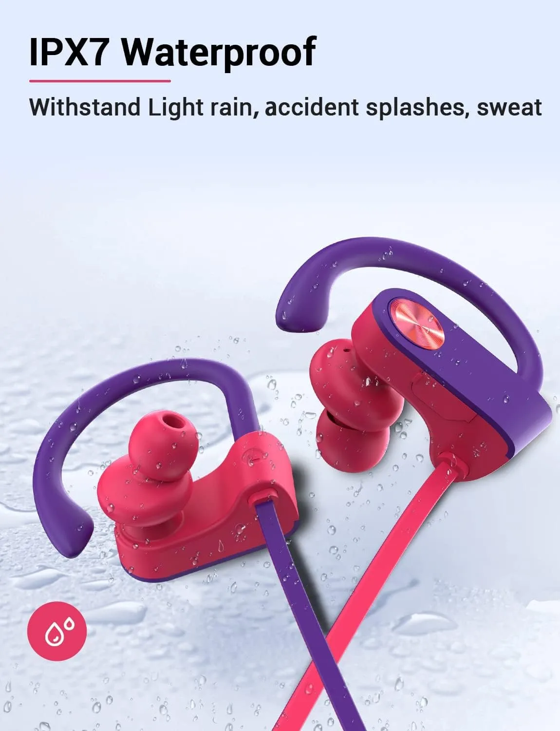 Bluetooth 5.3 Headphones, Wireless Sports In-Ear Earbuds IPX7 Waterproof