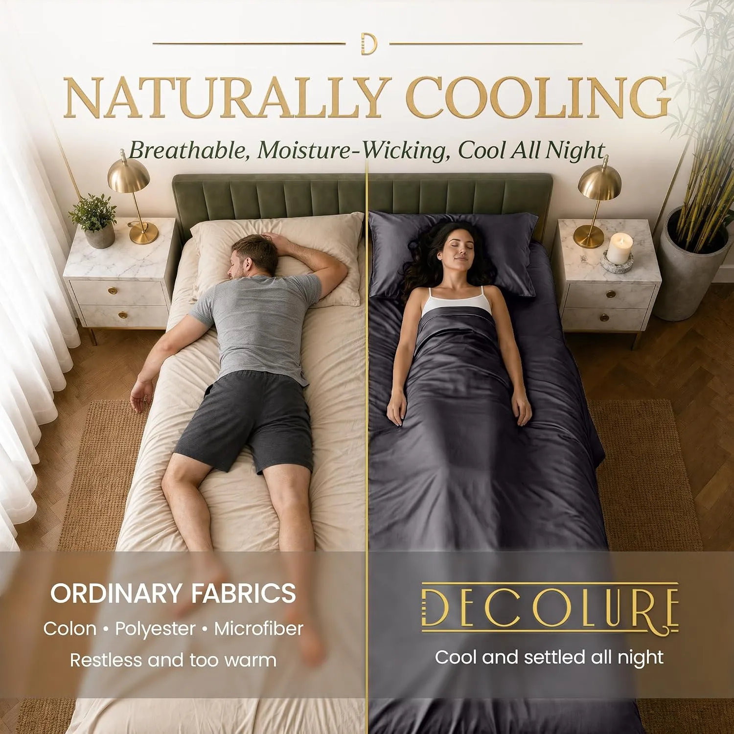 DECOLURE 100% Viscose from Bamboo Sheets King Size | 6 Pc Cooling Bed Set