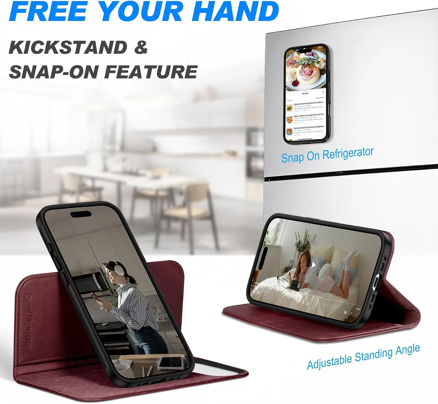 SHIELDON Detachable Leather Wallet Case for iPhone Air 6.5" 2025, Burgundy