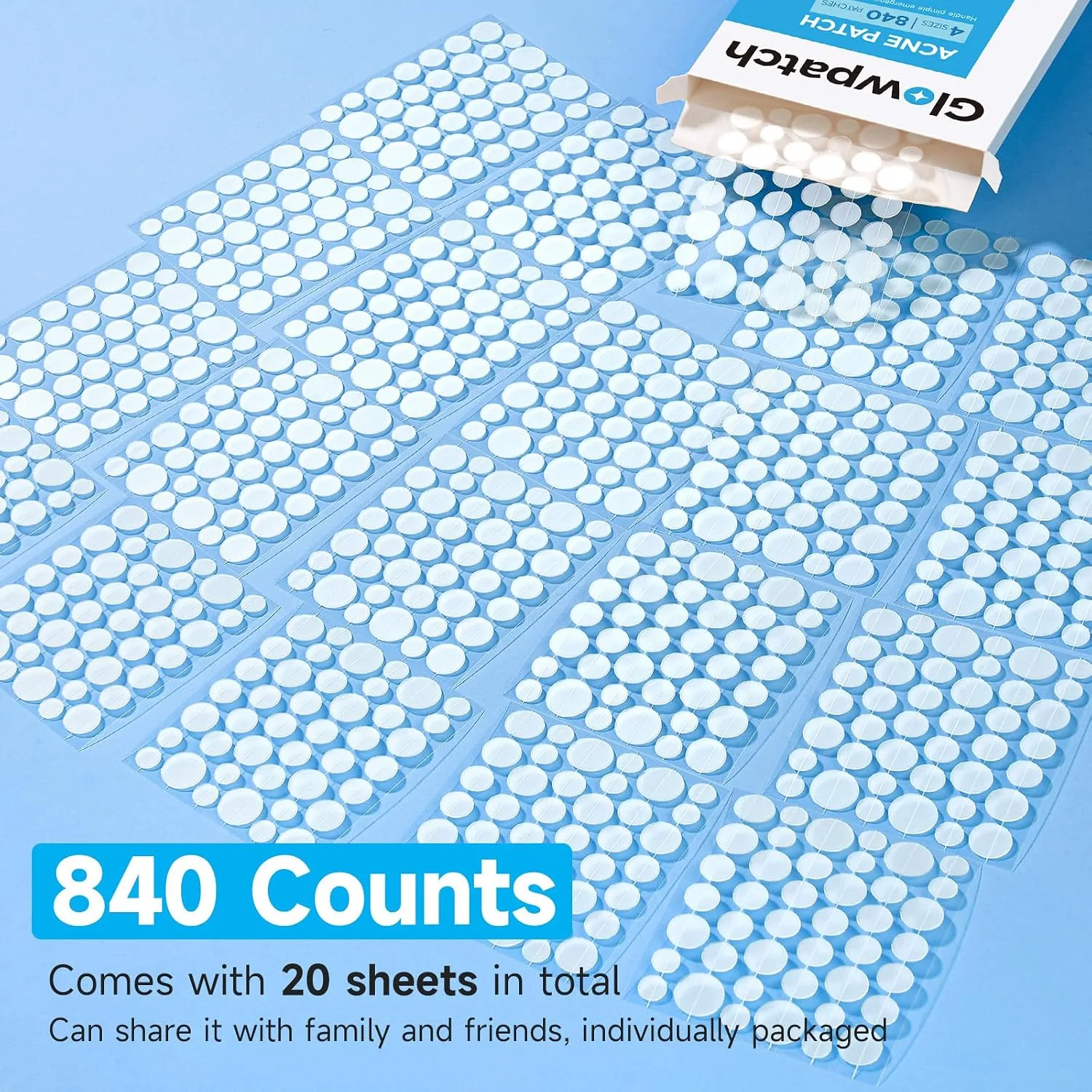 840 Counts 4 Sizes Pimple Patches for Face