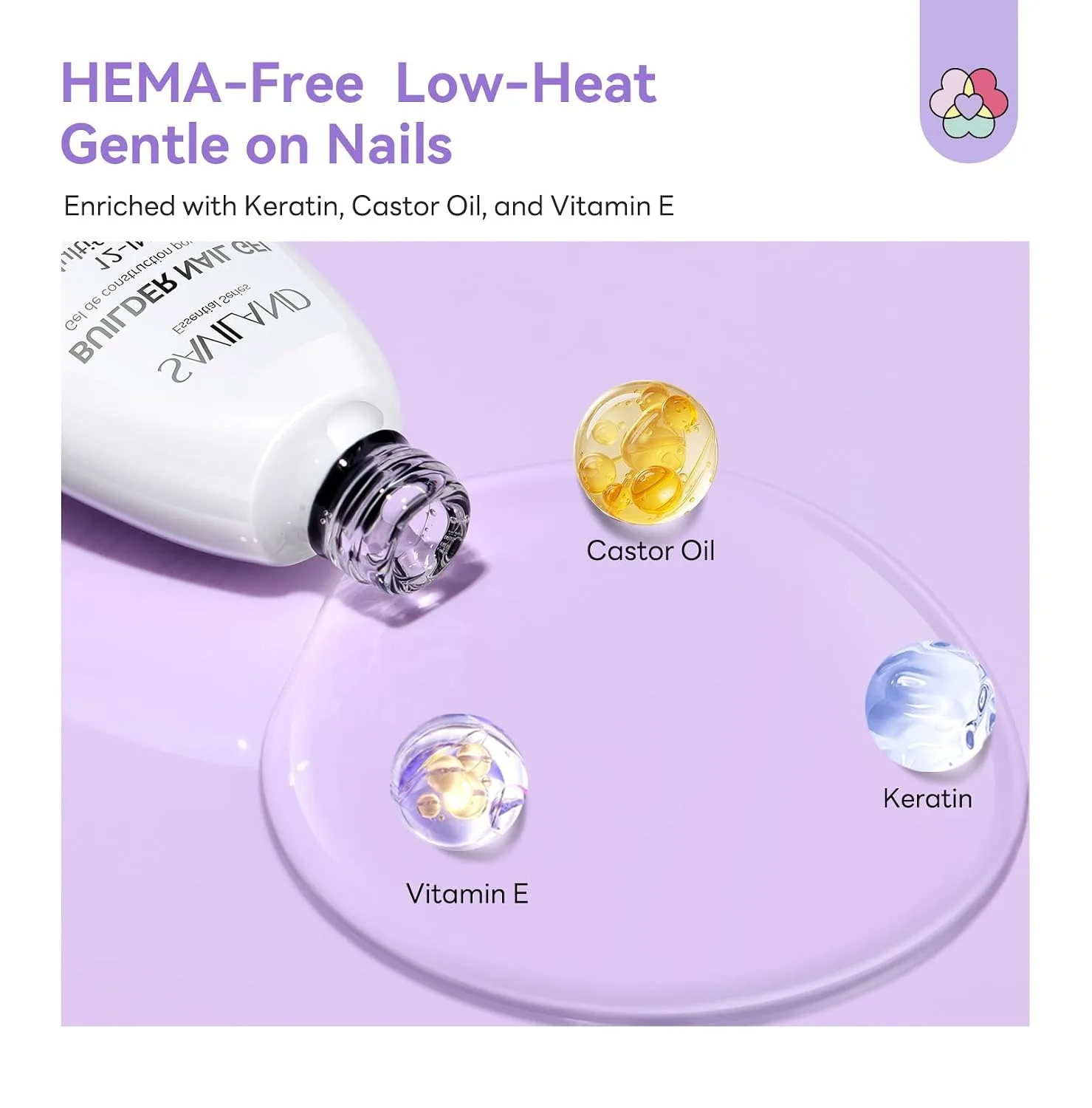 SAVILAND 12 in 1 Clear Builder Nail Gel: HEMA-Free Builder Gel for Nail Extensions & Sculpting False Nails Base Coat for Sculpting Extensions & Long-Lasting DIY Salon Manicure UV LED Lamp Needed