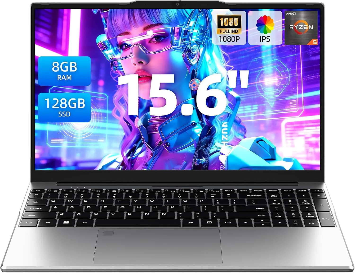 Aurant 15.6 Inch Laptops, AMD Ryzen R5, 8GB RAM, 128GB SSD, Win11 Home