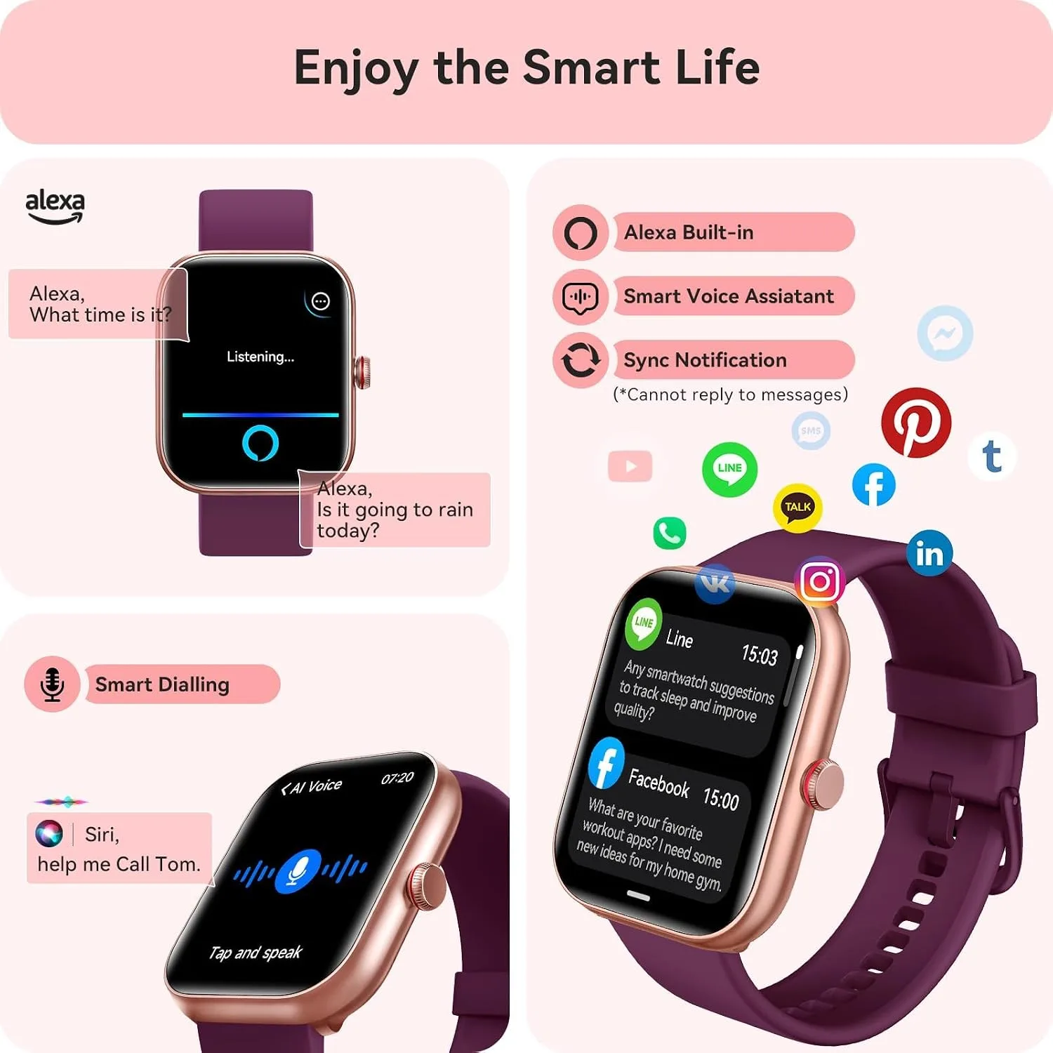 Smart Watch for Women Men, Smartwatch for iPhone & Android Bluetooth (Answer/Call) Built-in Alexa, 1.91" HD Fitness Tracker with 105+ Sport Modes, IP68 Waterproof, Sleep/Heart Rate/Stress Monitor