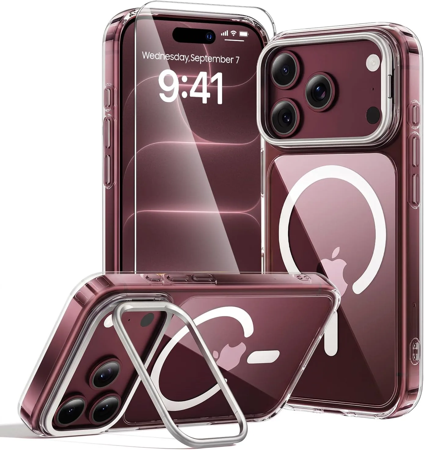 Carcasa con soporte Toushion para iPhone 18 Pro Max transparente