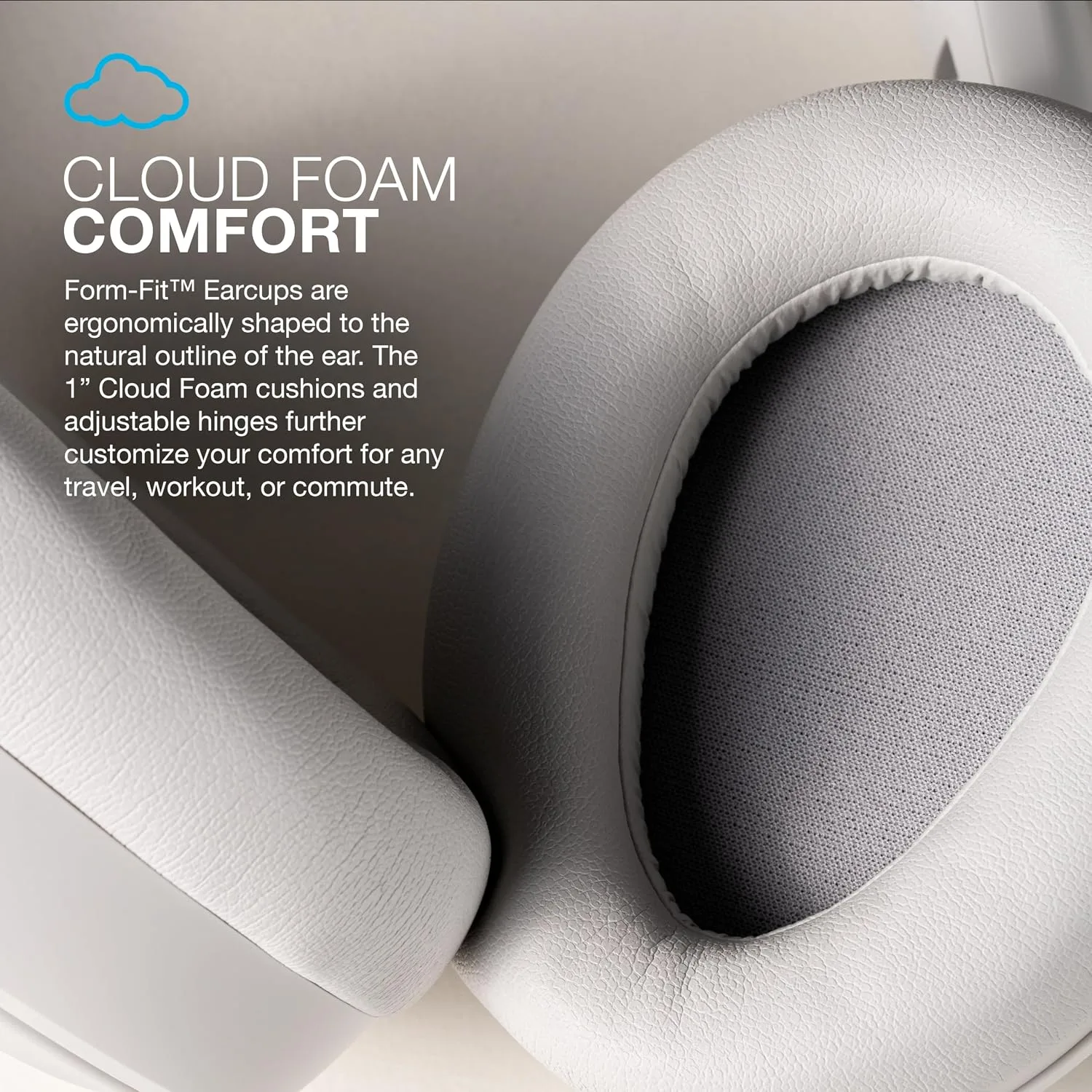 JLab JBuds Lux ANC Wireless Over-Ear Headphones, Cloud White