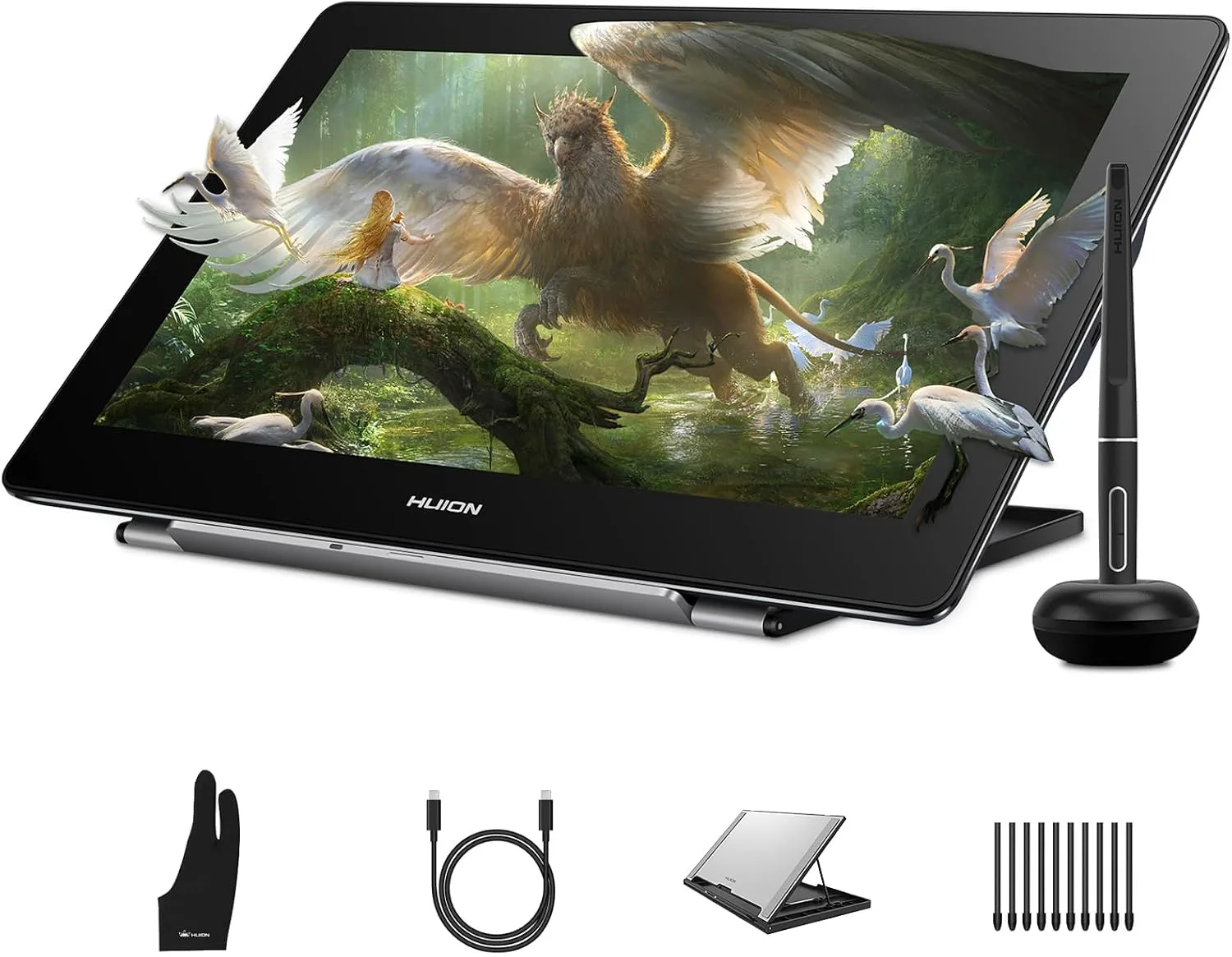HUION Kamvas Pro 16 4K UHD Drawing Tablet with Screen Full-Laminated Art Tablet with Battery-Free Stylus, 15.6-inch Graphic Tablet for Digital Art, Design, Work with Windows, Mac, Linux, Android