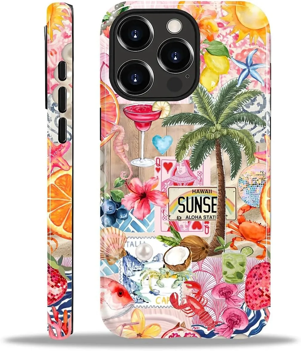 DAIZAG Case for iPhone 13 Pro,Mixed 2 Layer Design Shockproof Soft TPU Ddouble Protection Phone Case for iPhone 13 Pro-Aesthetic Summer Beach
